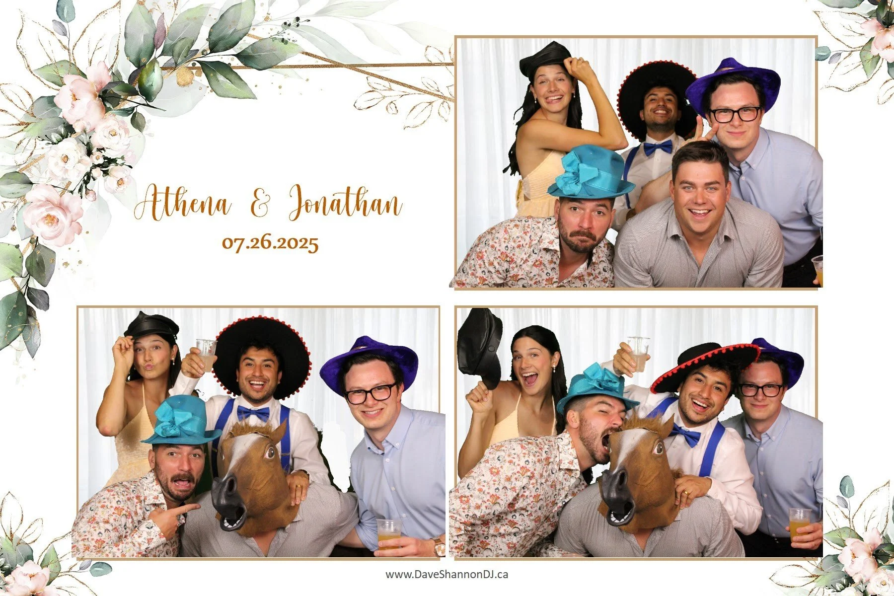 Groom and friends having photo booth fun in Edmonton