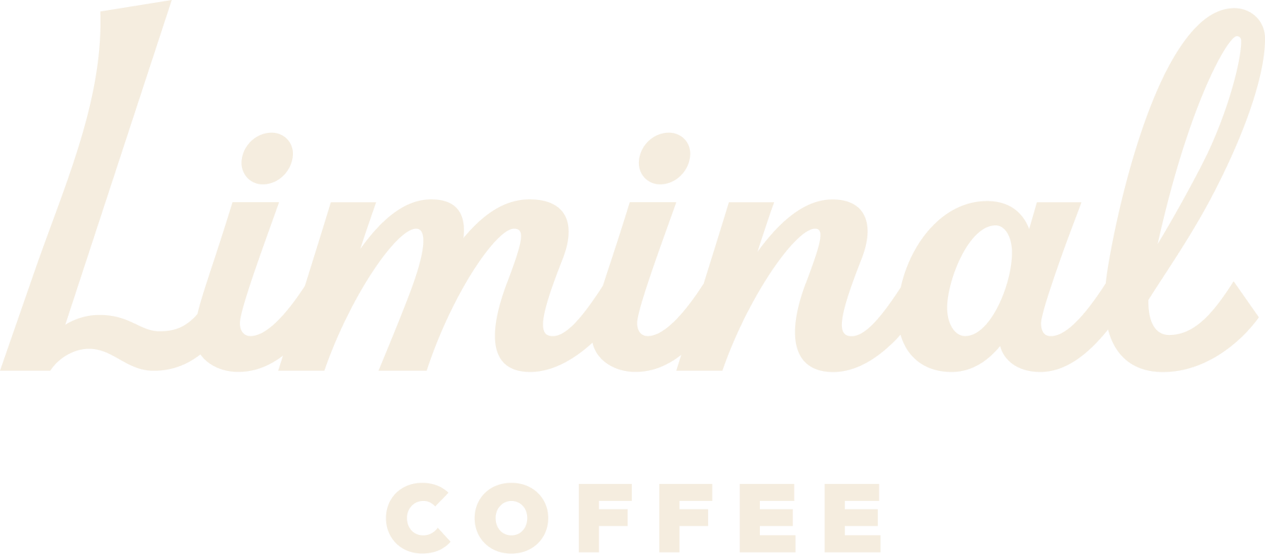 Logo for Liminal Coffee with the word 'Liminal' in cursive and 'Coffee' in uppercase letters beneath it.