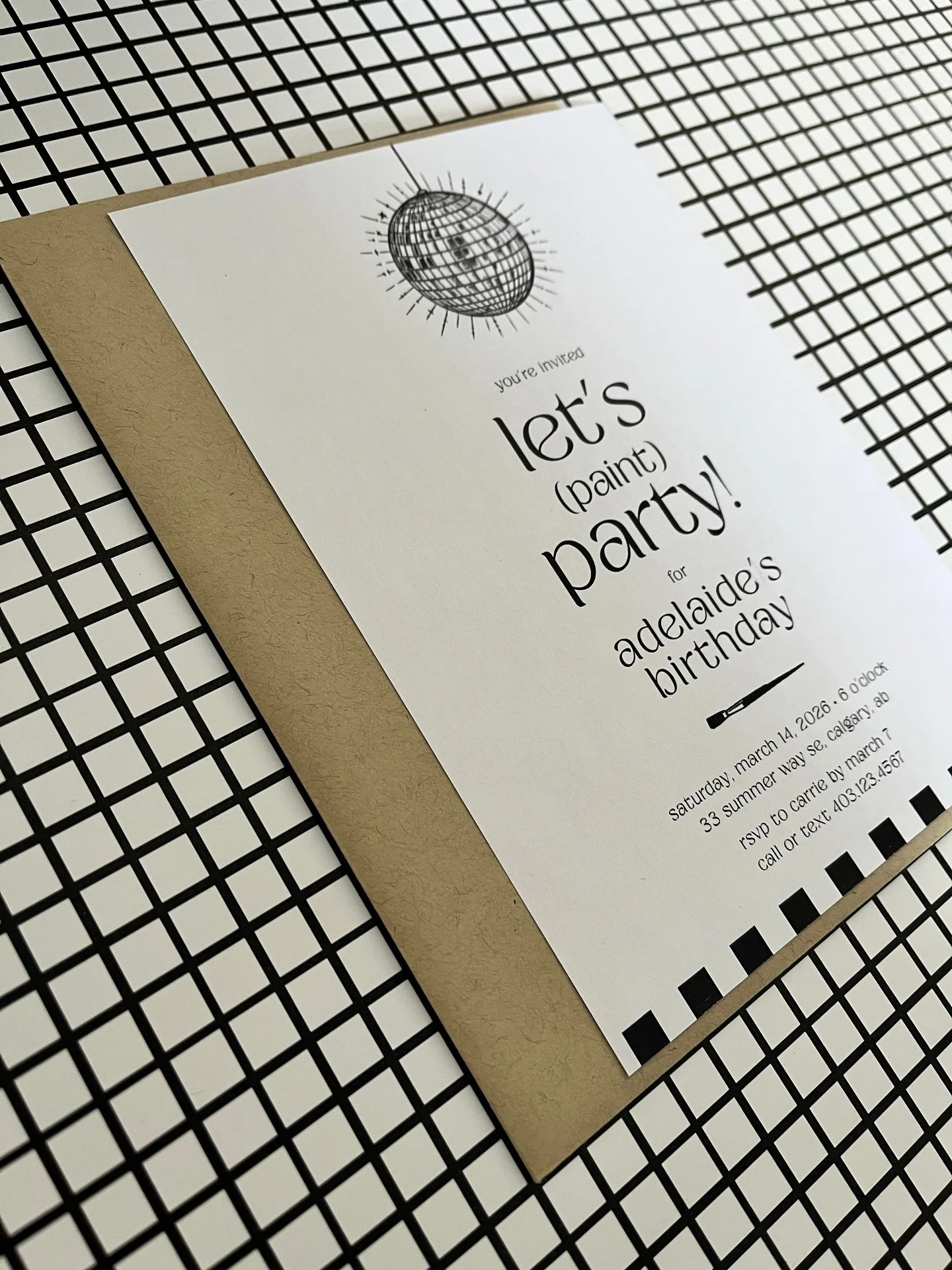 For an added touch, we also offer the option to add an invitation to your paint party.

Paint Party Event
&mdash; Digital Invitation (for free)

Paint Party Kits
&mdash; Digital Invitation (for free)
&mdash; Printed Invitations with Envelopes (for an