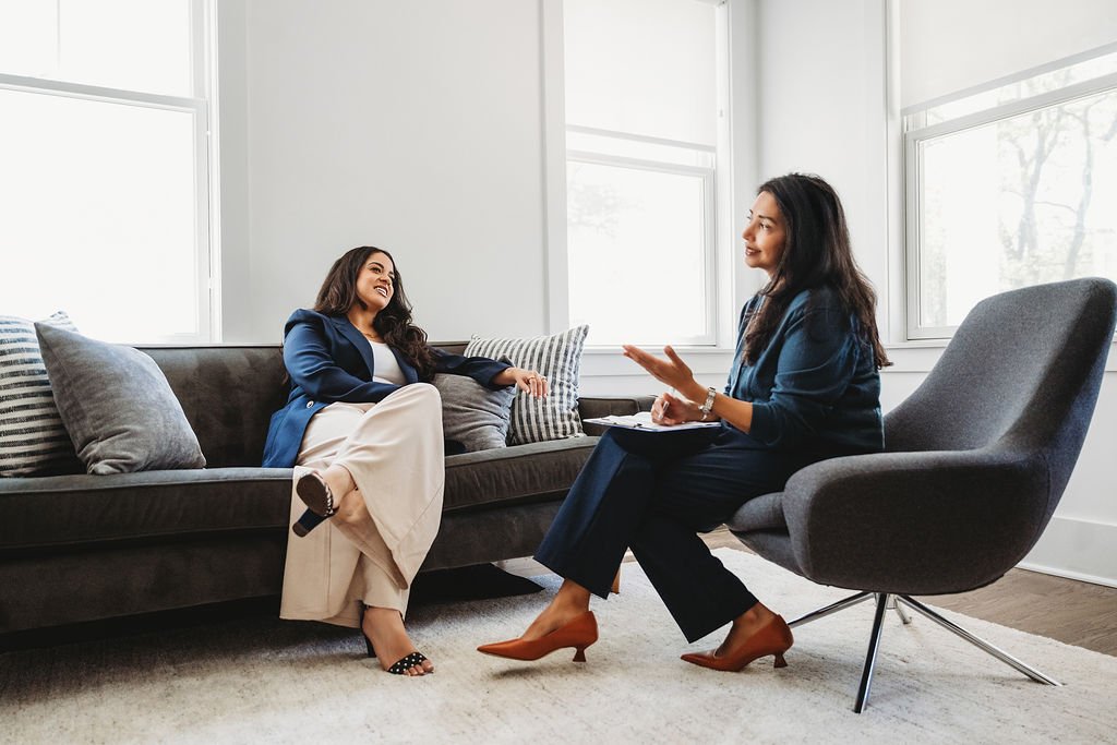 Dr. Roshni Patel and a patient having a causal conversation about women's health