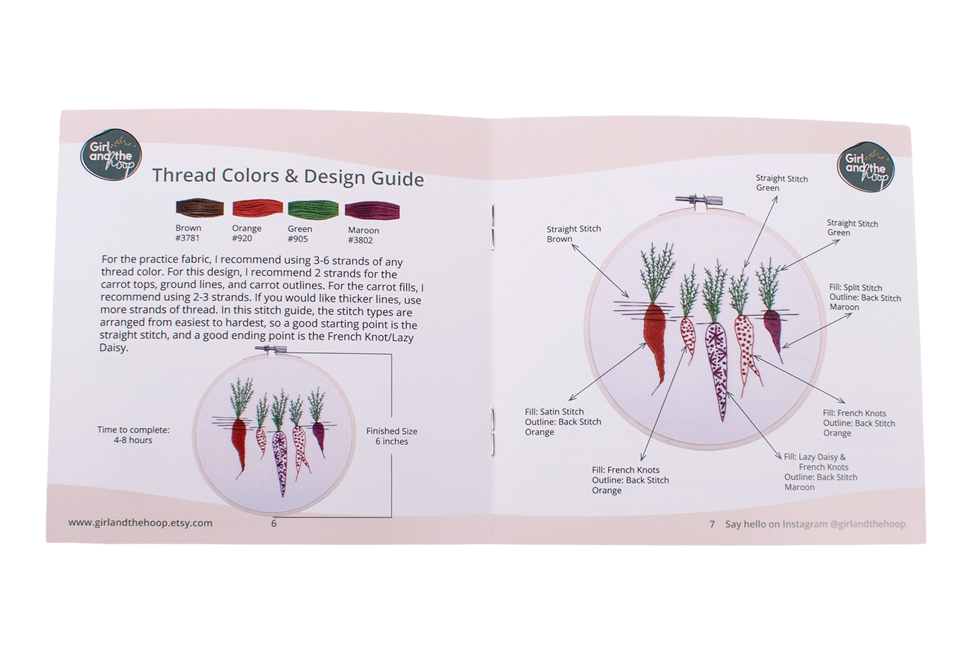 Girl and the Hoop Embroidery Kit instruction guide spread 3