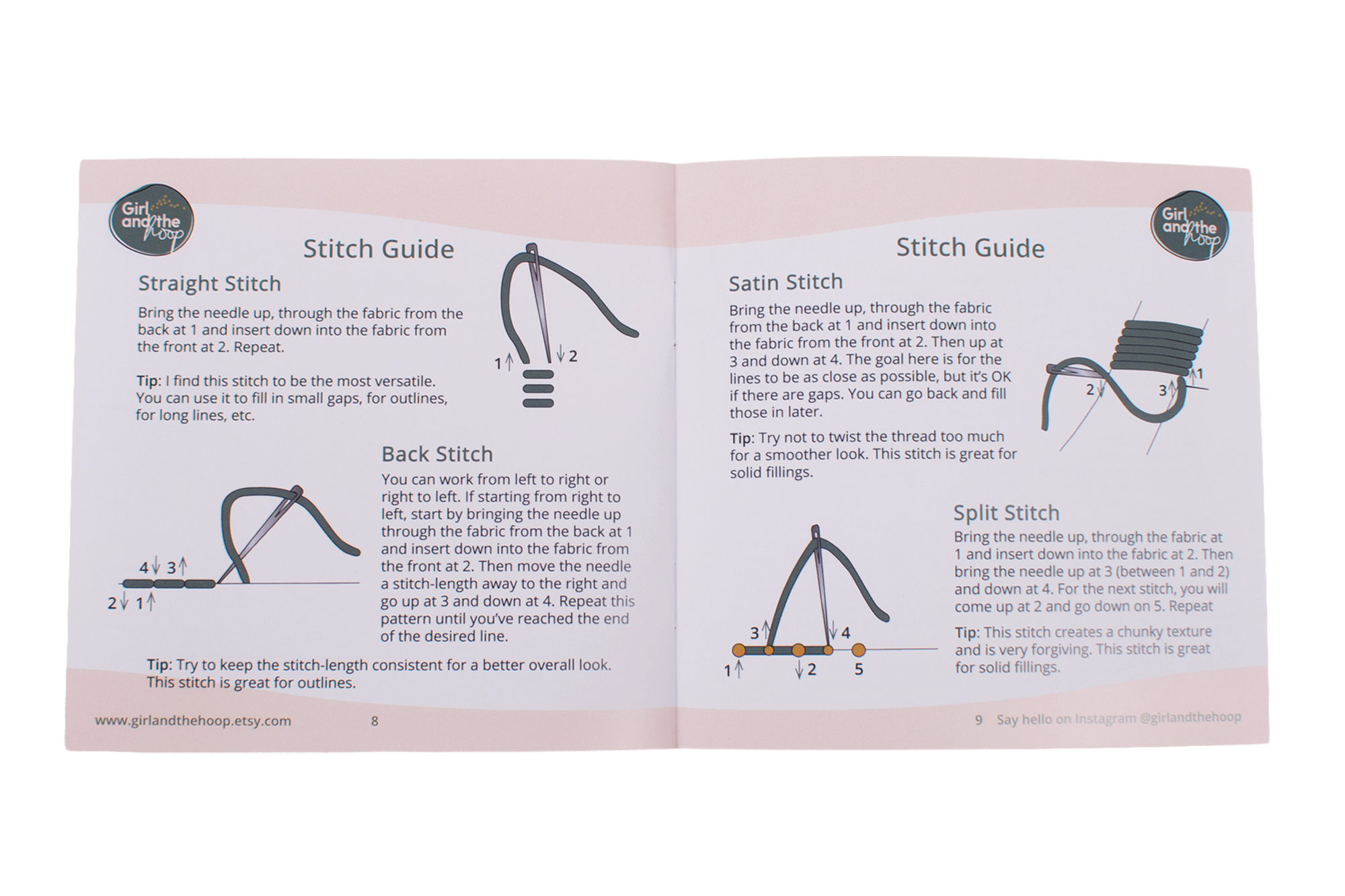 Girl and the Hoop Embroidery Kit instruction guide spread 4