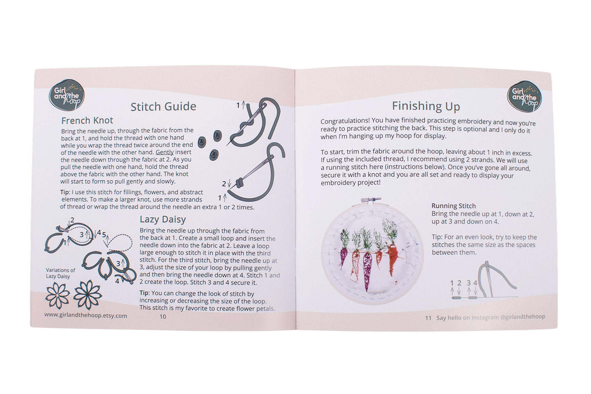 Girl and the Hoop Embroidery Kit instruction guide spread 5