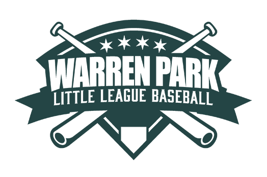 Logo for Warren Park Little League Baseball featuring two crossed baseball bats, stars, and text.