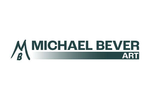 Michael Bever Art logo in black and white with stylized initials and text.