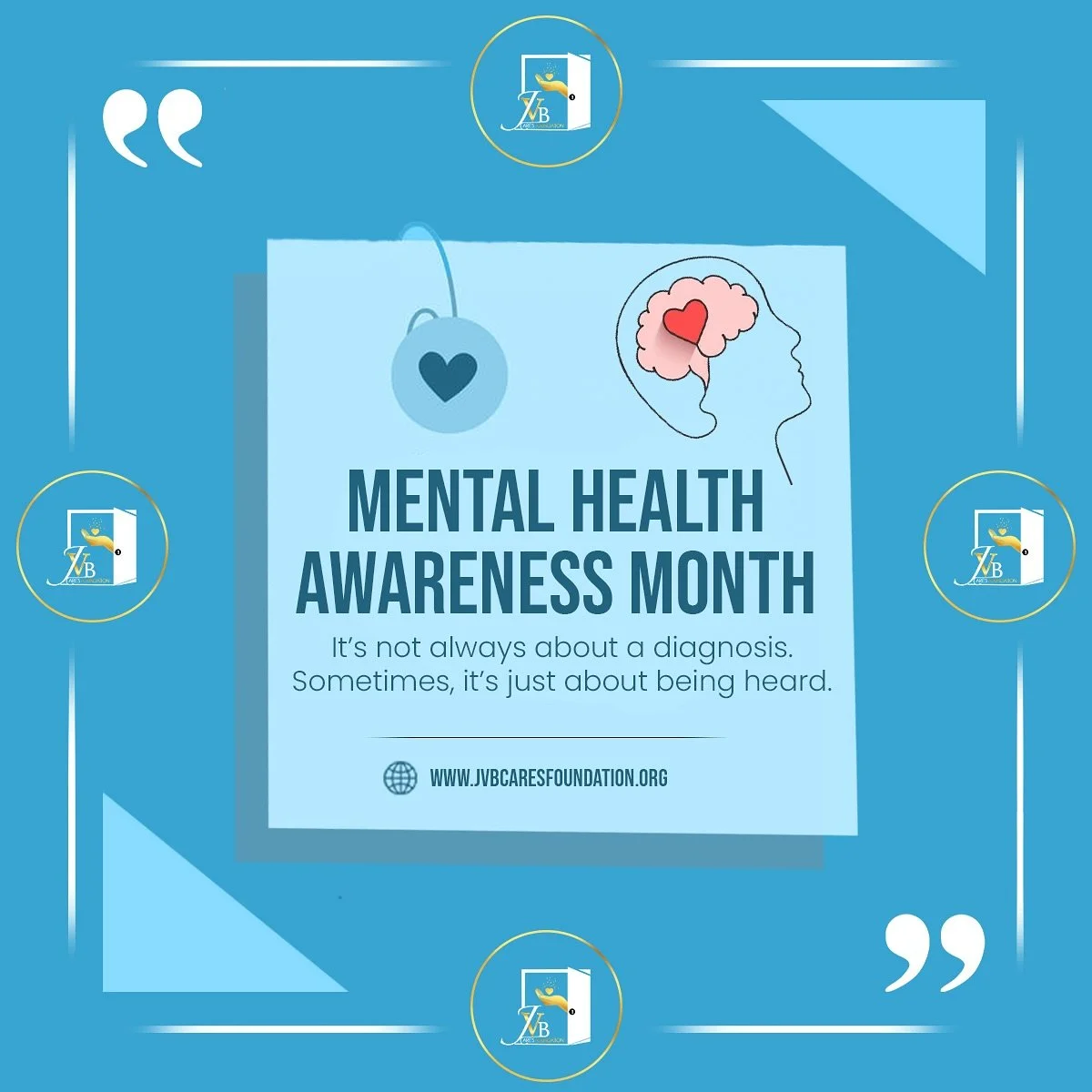 May 2025 is Mental Health Awareness Month — a time to raise our voices, break the stigma, and remind every child that their well-being matters. At JVB Cares, we’re committed to ensuring no child is left without support, hope, or healing.