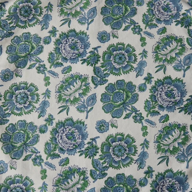 Peonies with Love |  Indigo/Green on Ivory