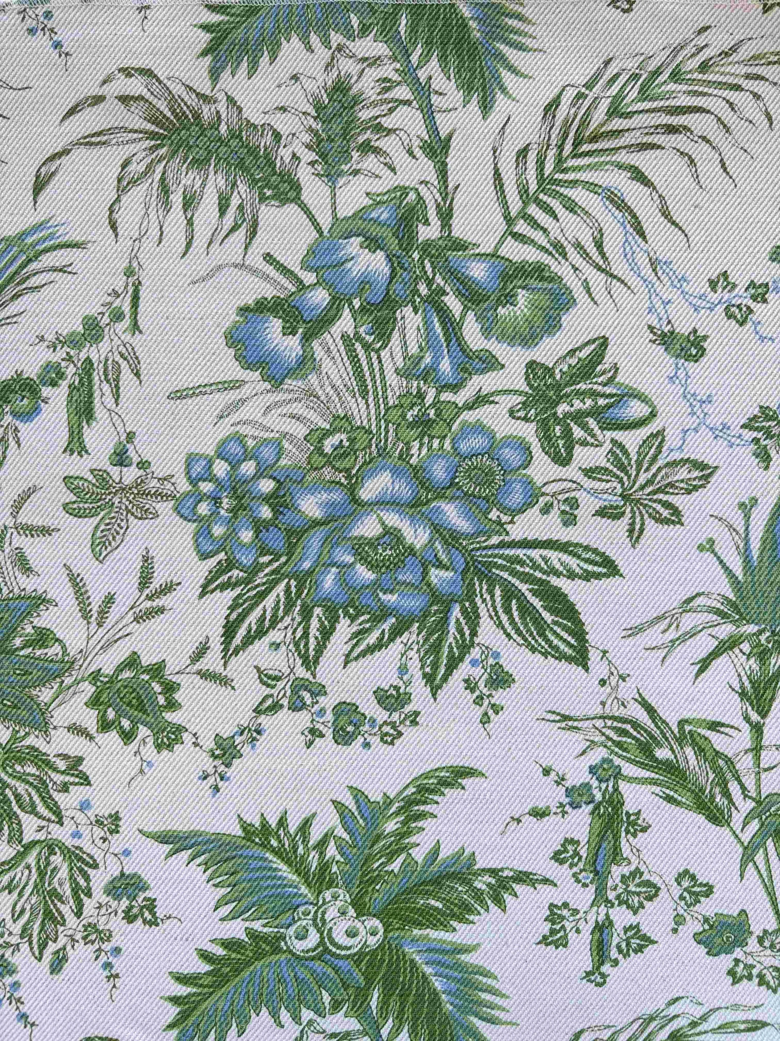 Vintage Palm | Green/Blue On Natural Twill