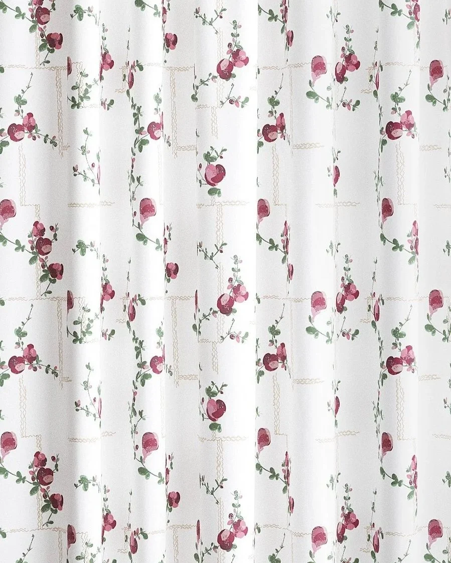 Coco | Fuchsia on White Linen Fabric