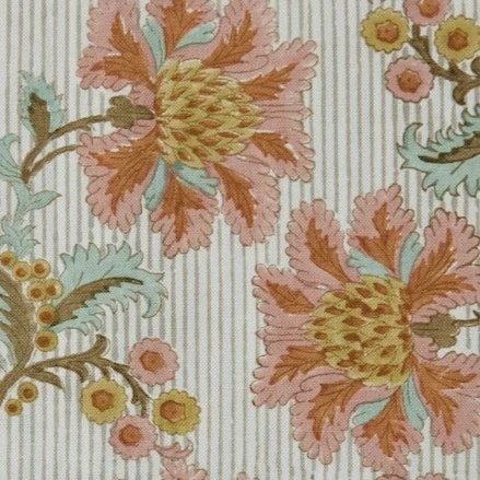 French Floral Stripe | Multi Colour Pastel on Ivory