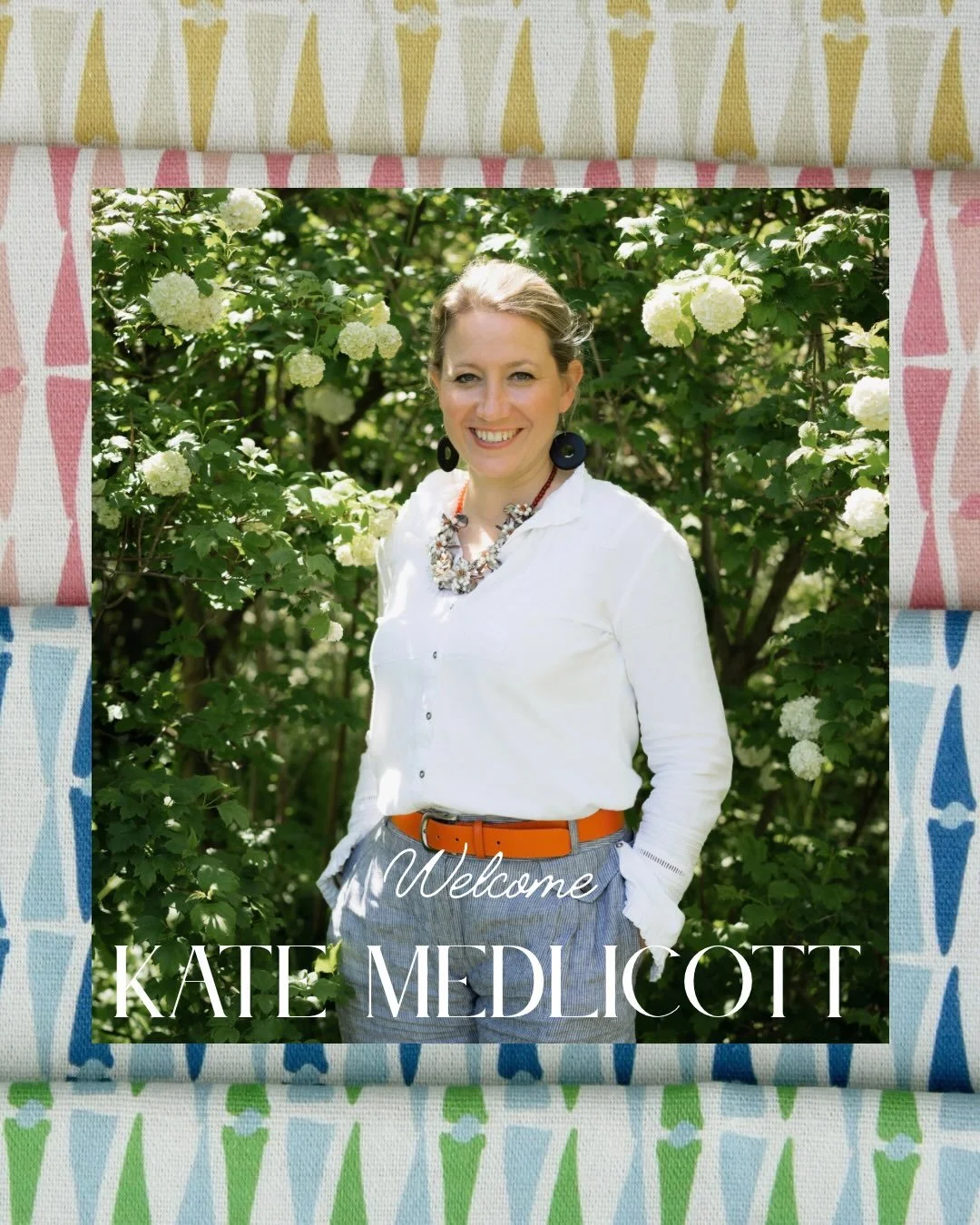 La Maison Louise is delighted to welcome @katemedlicottstudio to our showroom!

Colour is very much at the heart of Kate Medlicott fabrics and wallpapers. Bold colours and simple motifs contrast with flamboyant one-off designs, often influenced by Ka