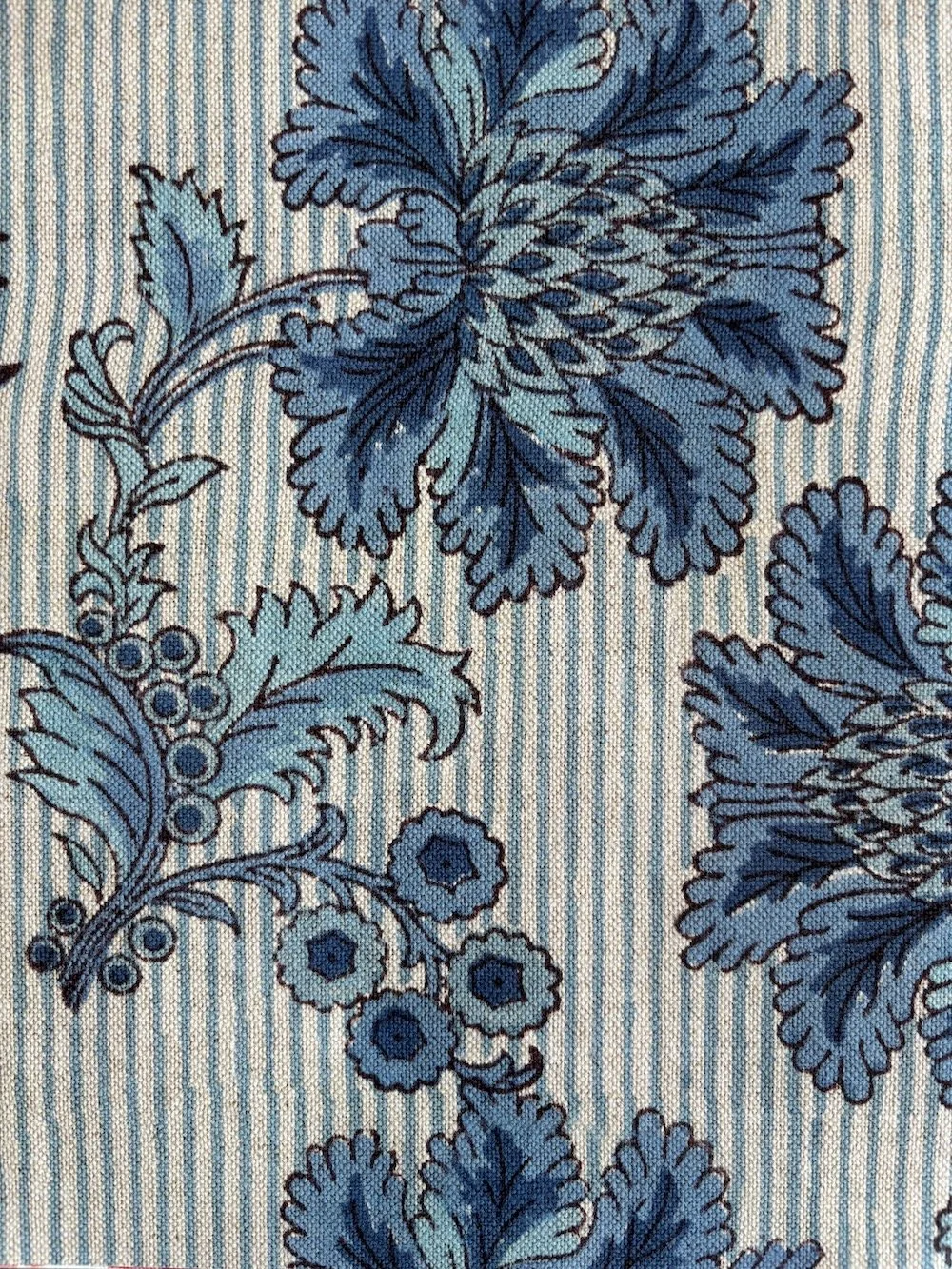 French Floral Stripe | Indigo on Natural