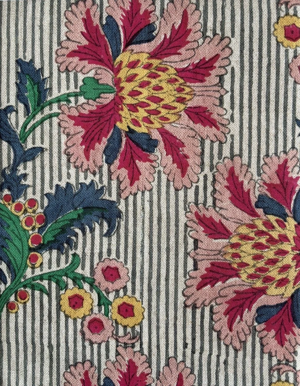 French Floral Stripe | Multi Colour on Natural