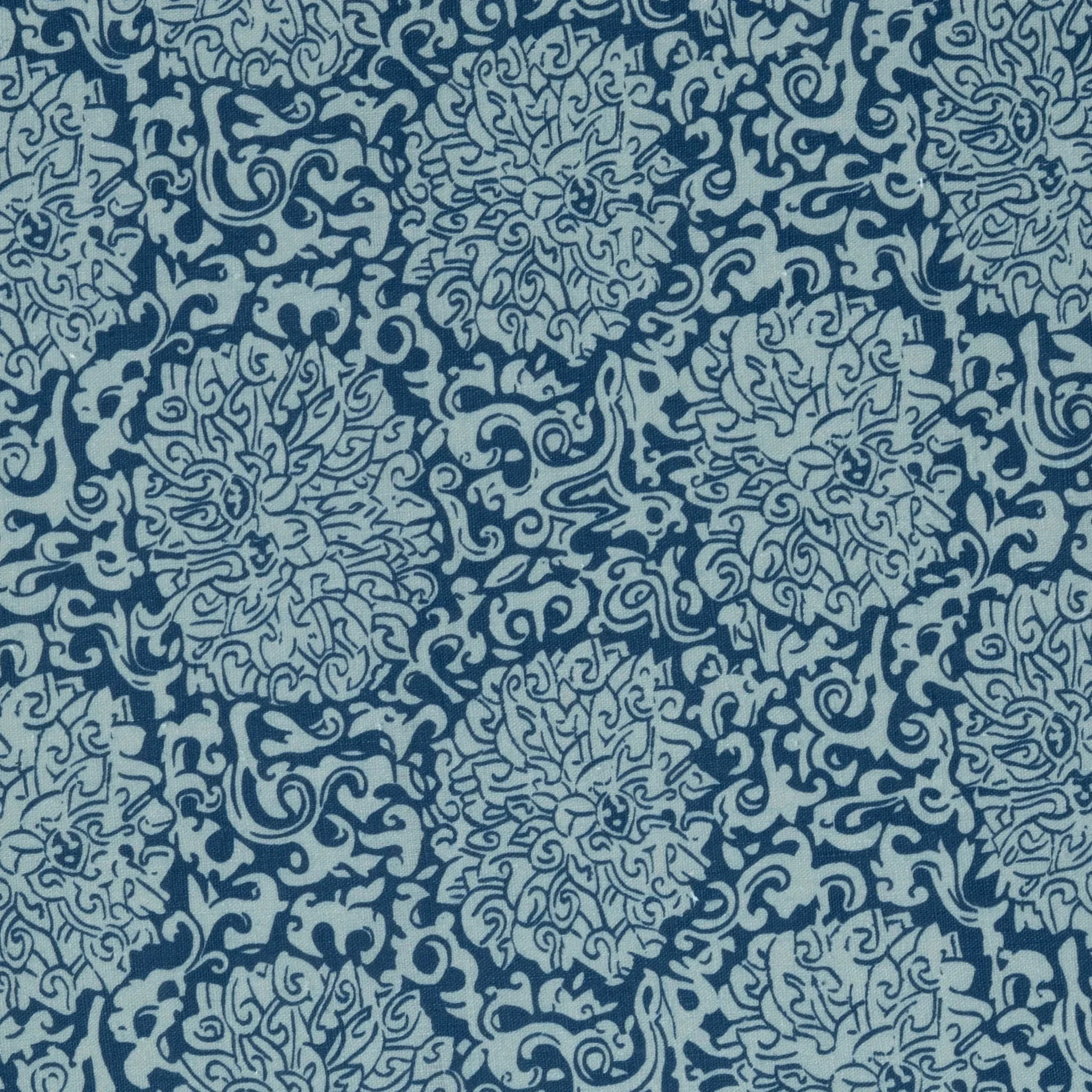 Paper-Backed  Chrysanthemum Archive Revival Dual Use Printed Linen Celadon/Prussian Blue