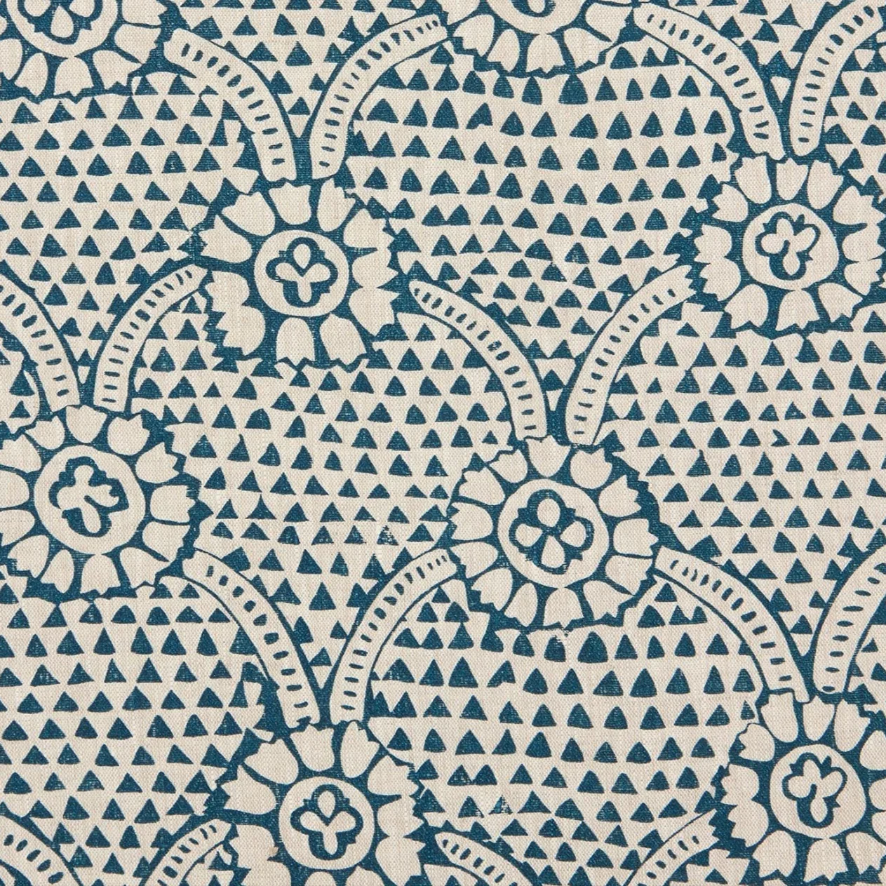 Ivan Dual Use Printed Linen Prussian Blue/Natural