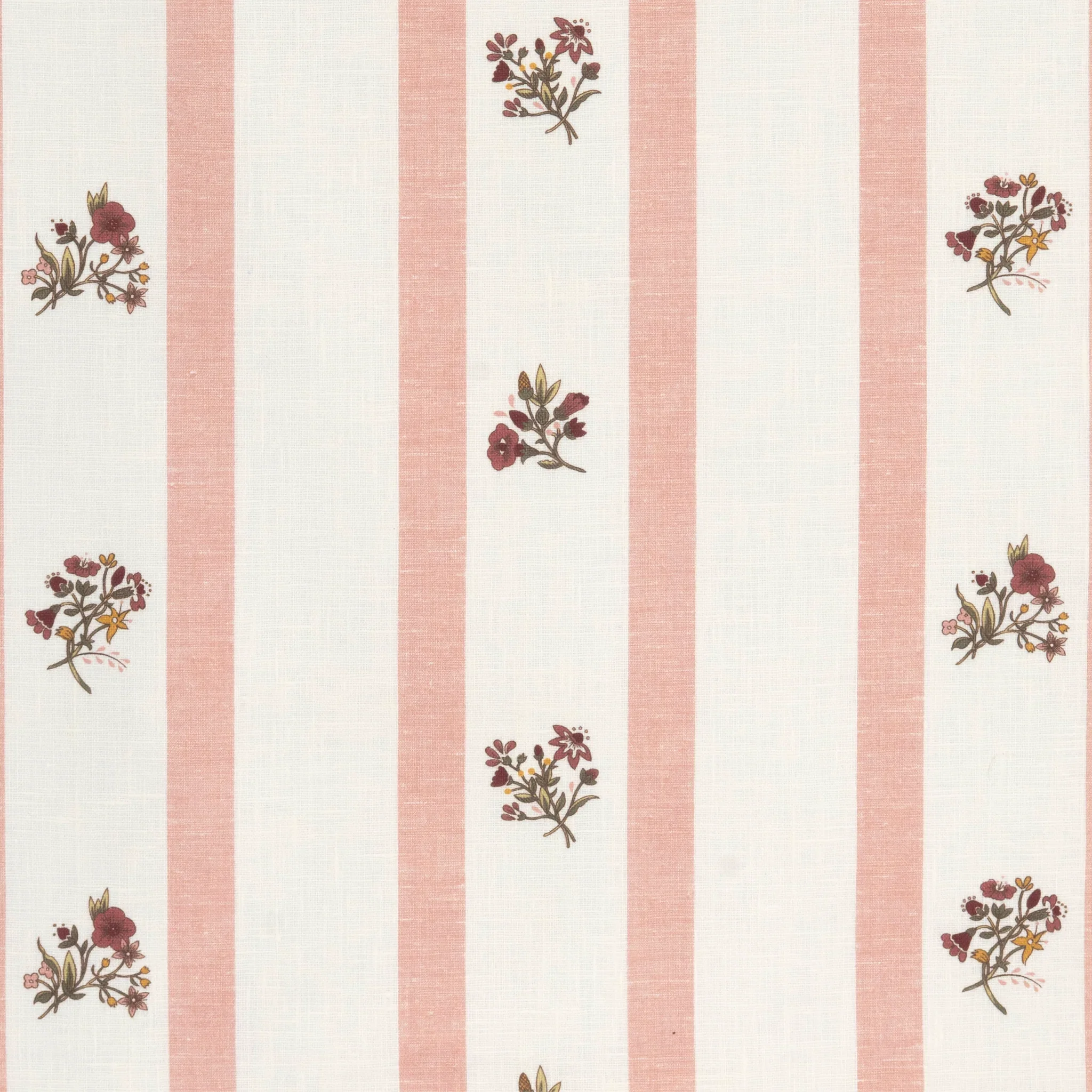 Paper-Backed  Flax & Field Posy Stripe Dual Use Printed Linen Soft Coral/Oyster