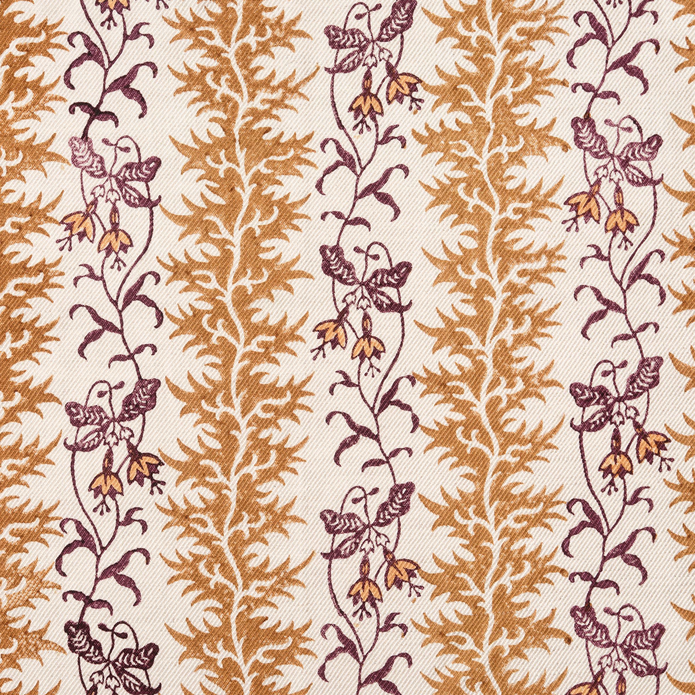 Holly Flower | Ochre/Mulberry on Natural Twill