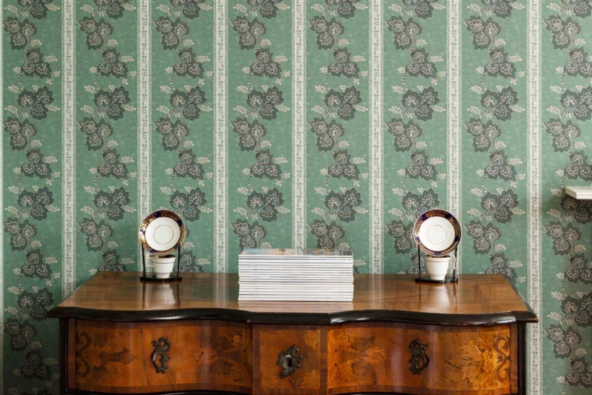 La Maison Louise | Inchyra in Somborne Stripe in teal wallpaper store