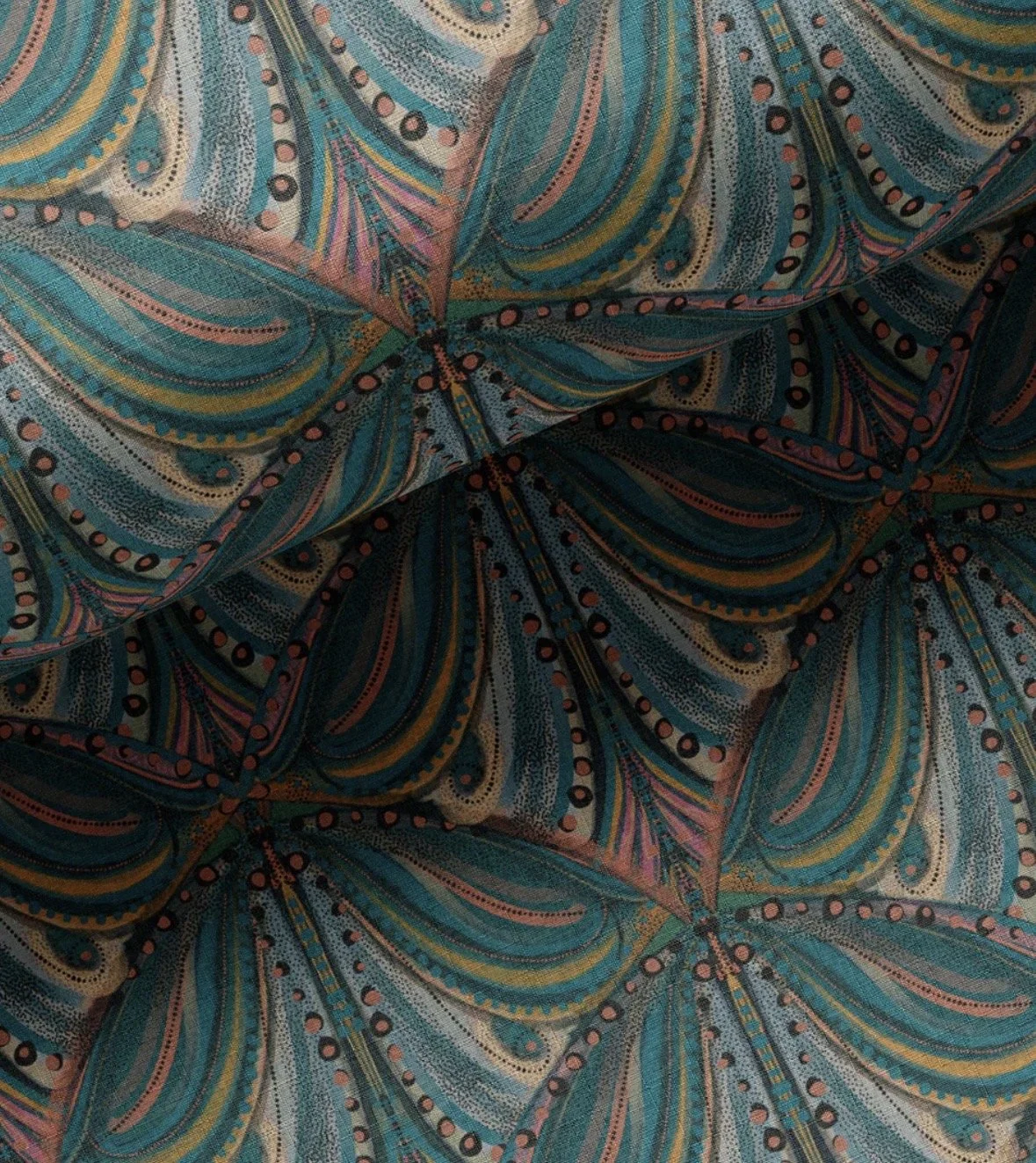 Mumbai Deco | Teal (available in linen blend or velvet )