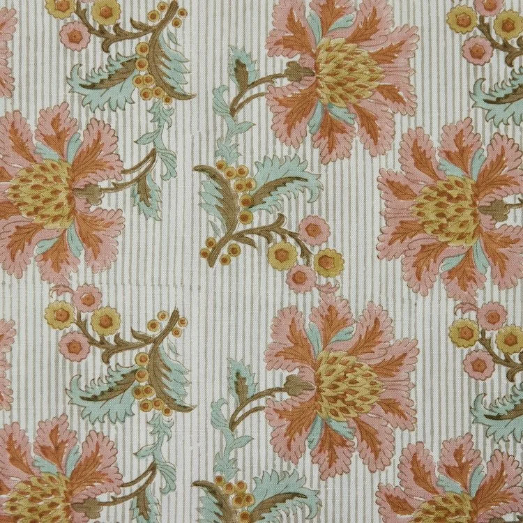 French Floral Stripe | Multi Colour Pastel on Ivory