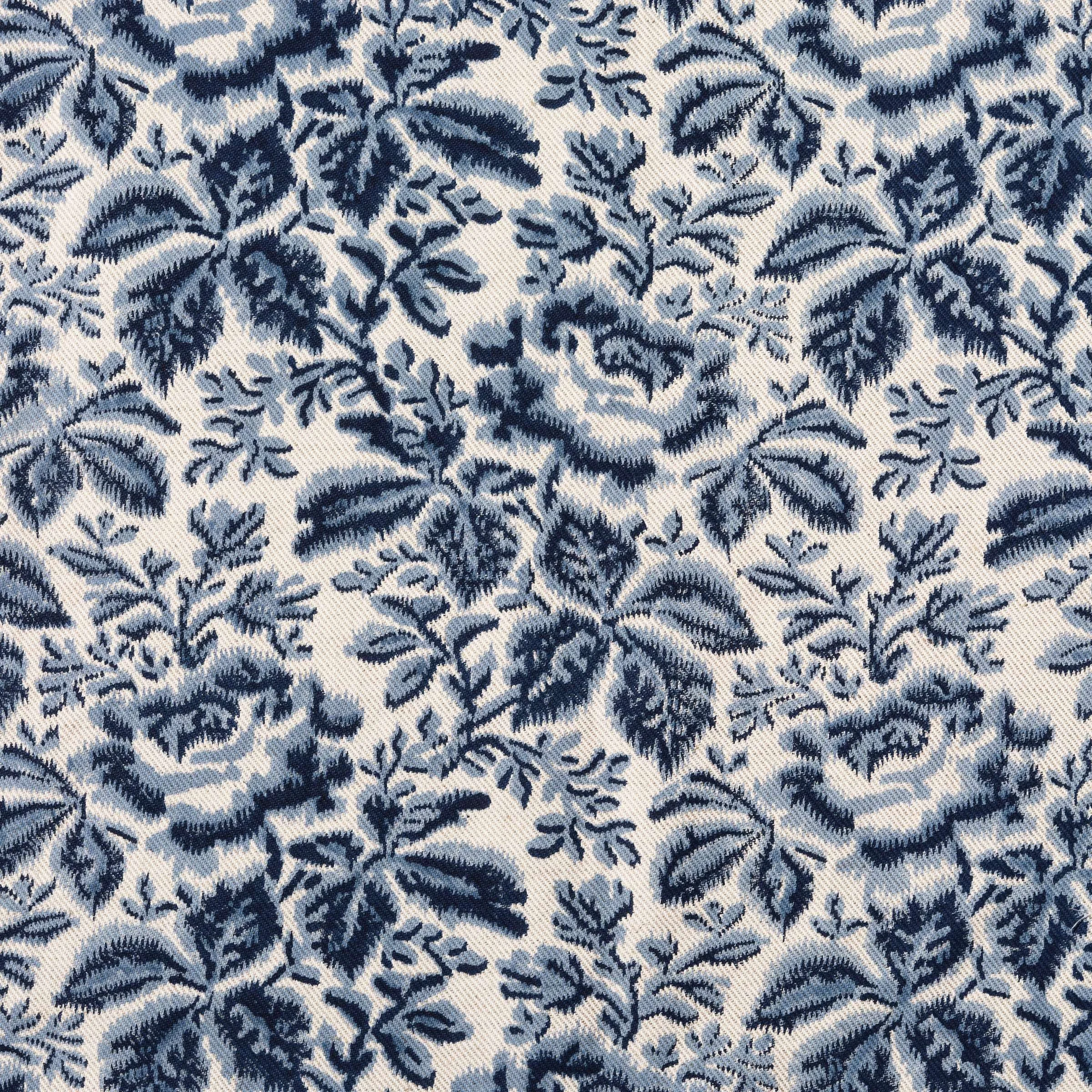 Jacobean Rose | Indigo on Natural Twill