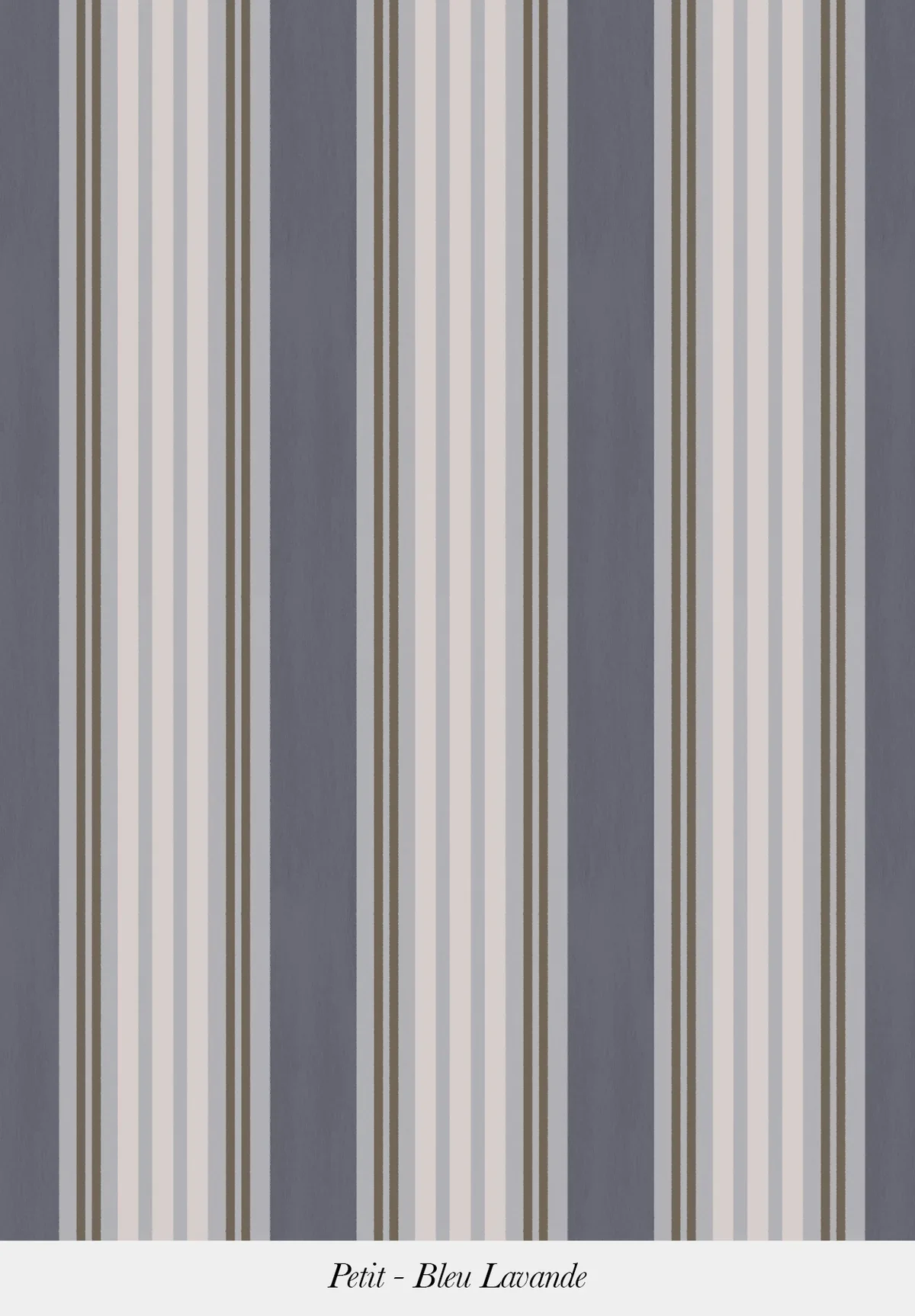 Patterned wallpaper featuring vertical stripes in shades of blue, white, beige, and gray.