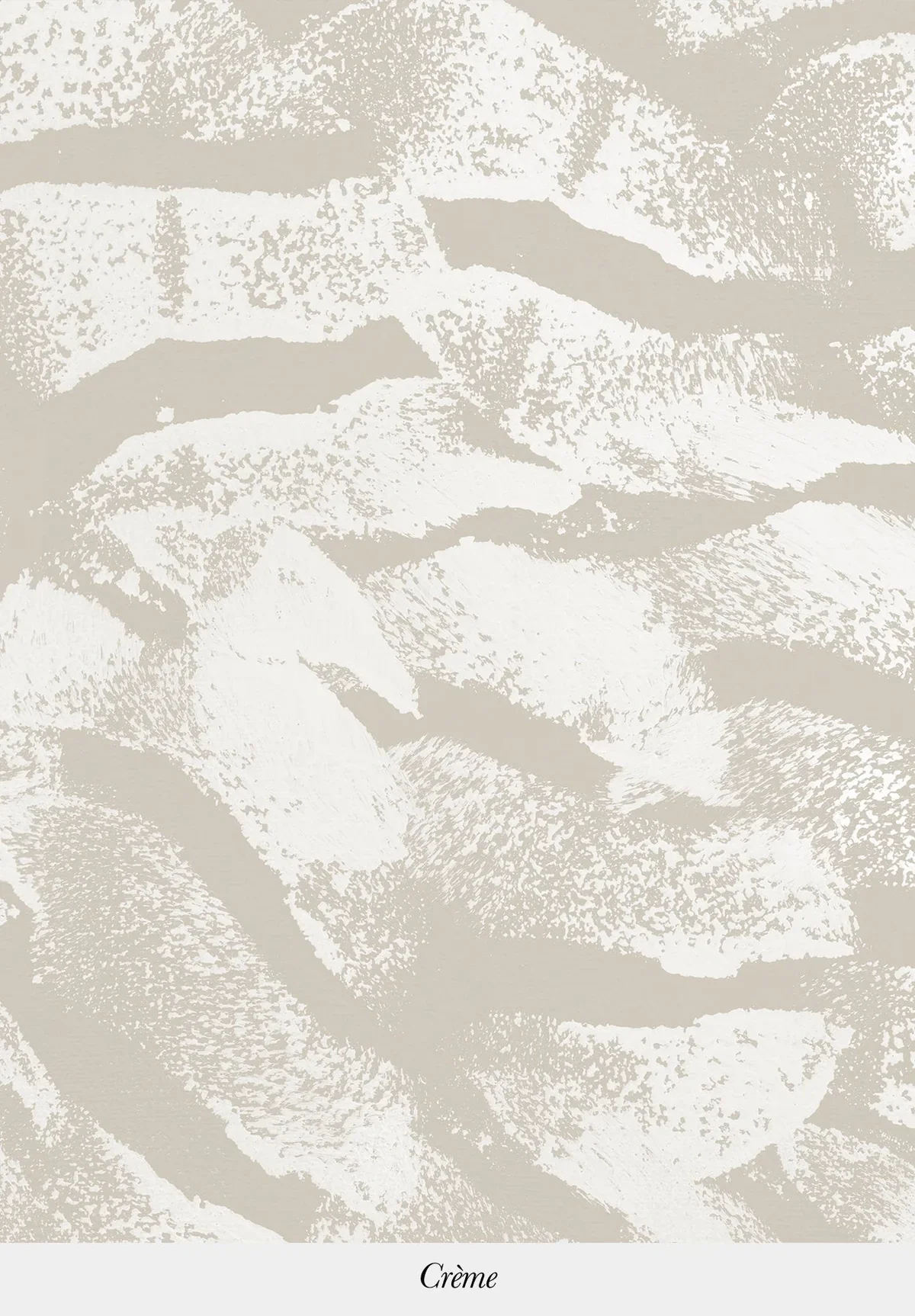 Close-up of dried palm leaves in shades of beige and white, with the word 'Crème' written at the bottom.