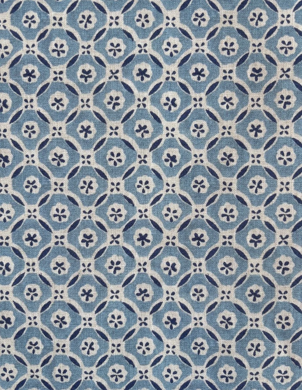 Daisy Tile | Sky/Navy on Natural
