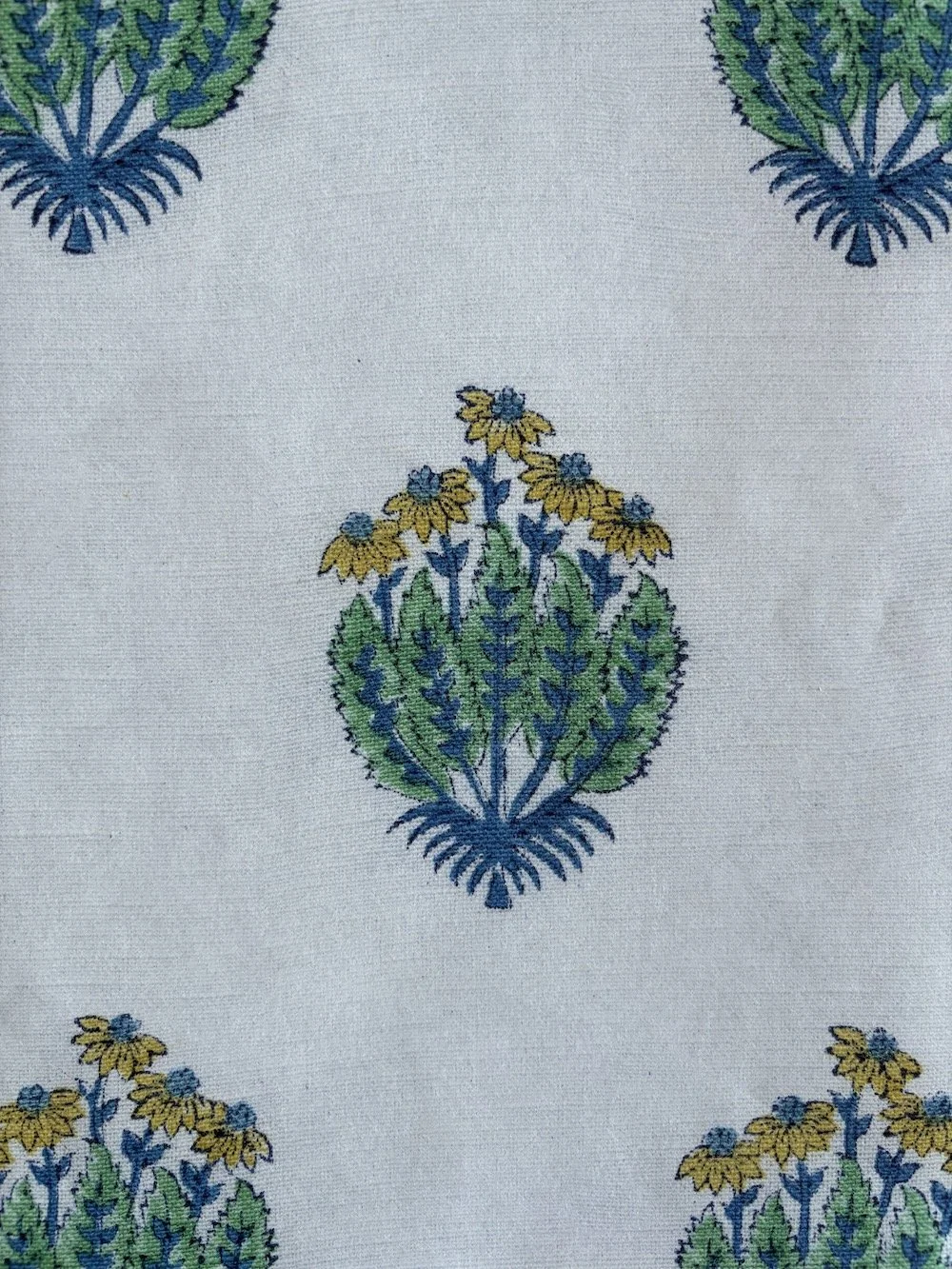 Buti Flower | Indigo/Green on Ivory