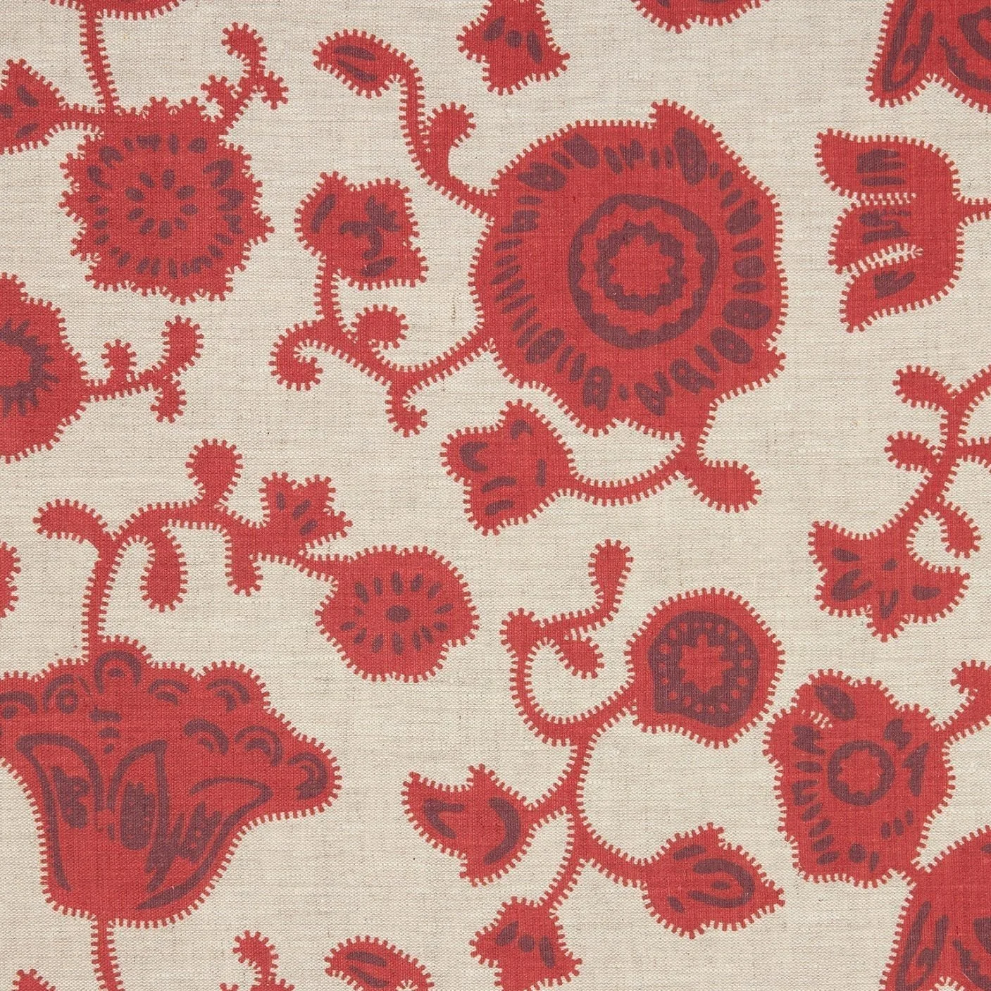 Persian Poppy Dual Use Printed Linen Red/Natural