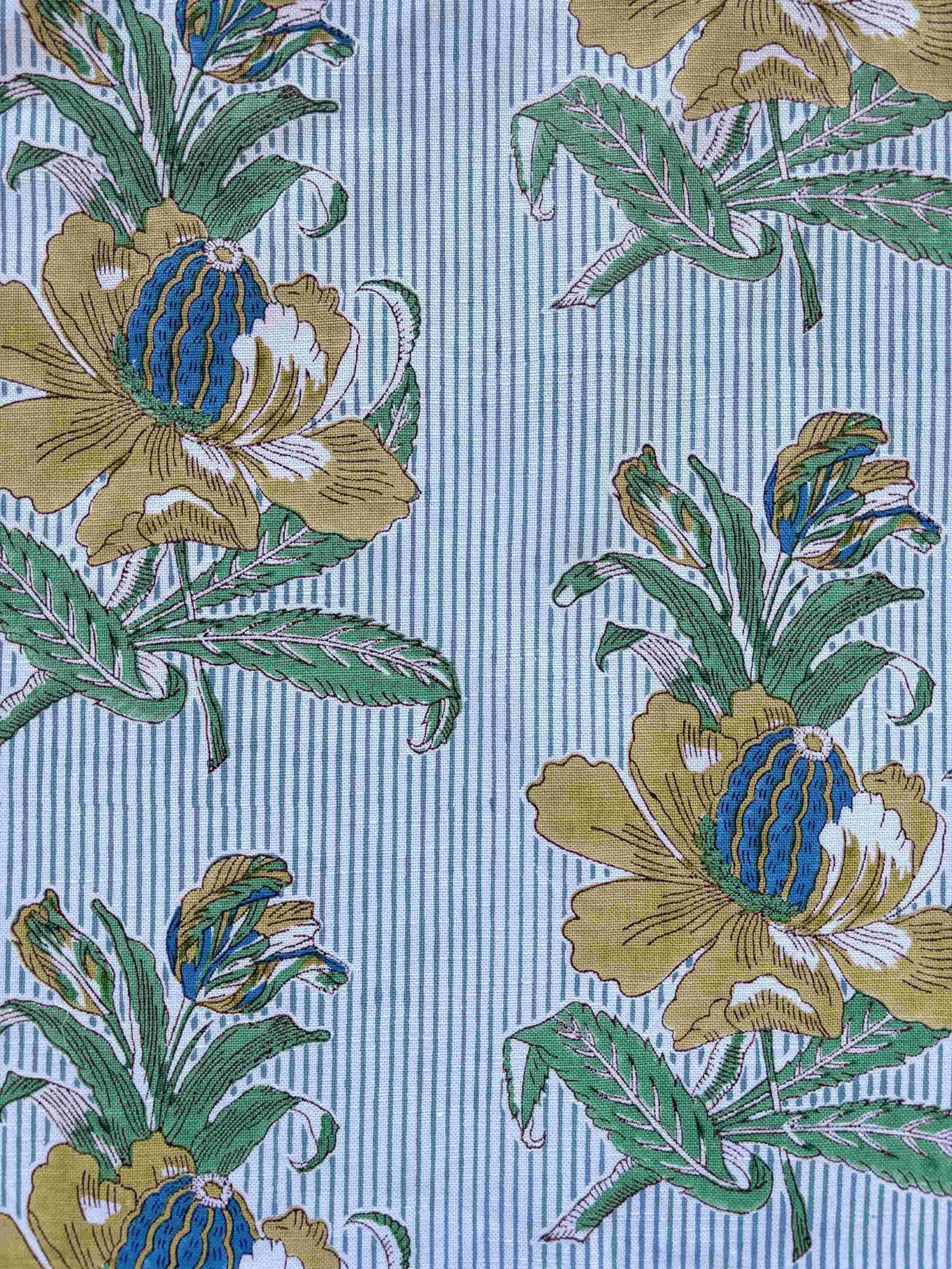 Dancing Tulip | Denim Blue/Citron On Ivory