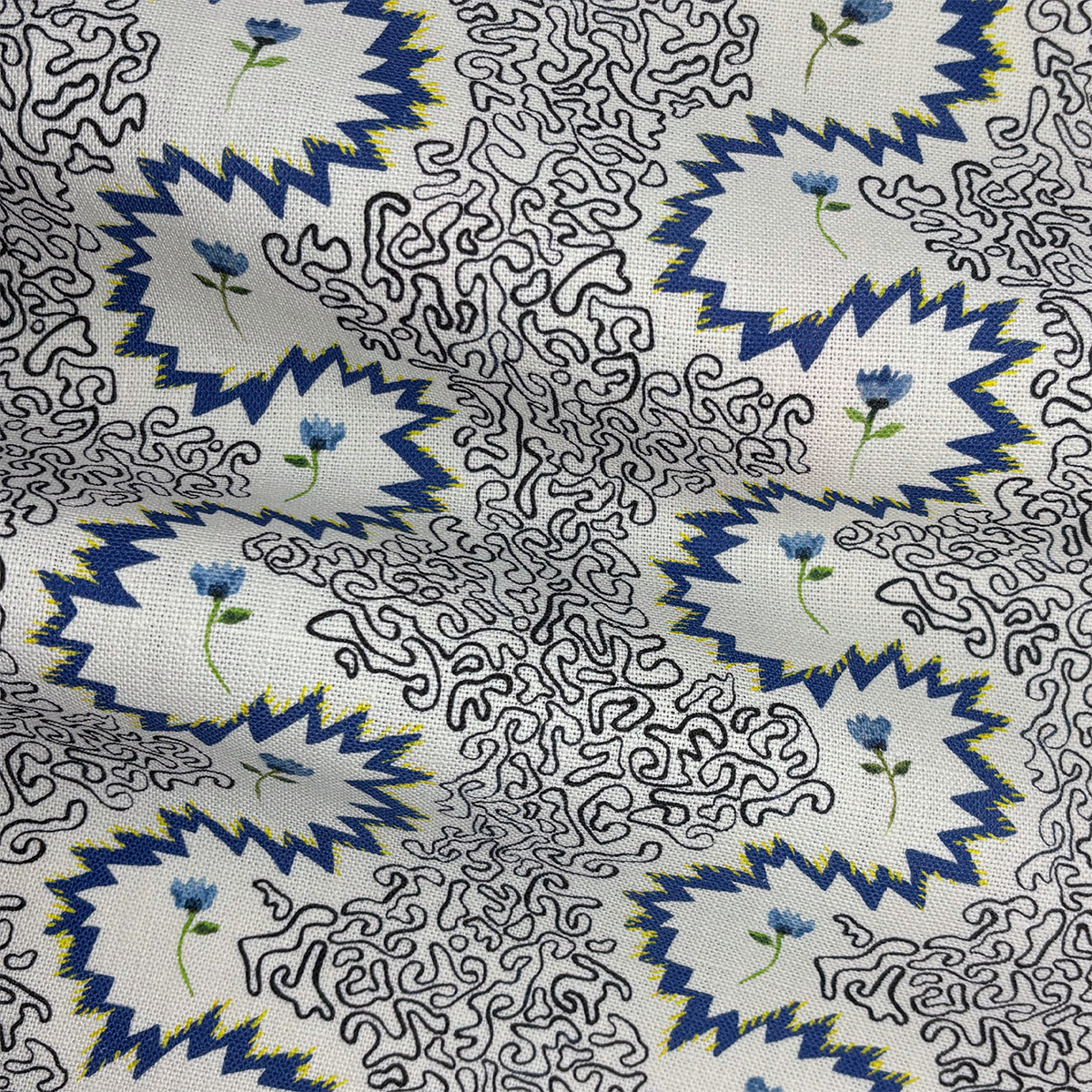 Floral Zigzag | Slate Blue