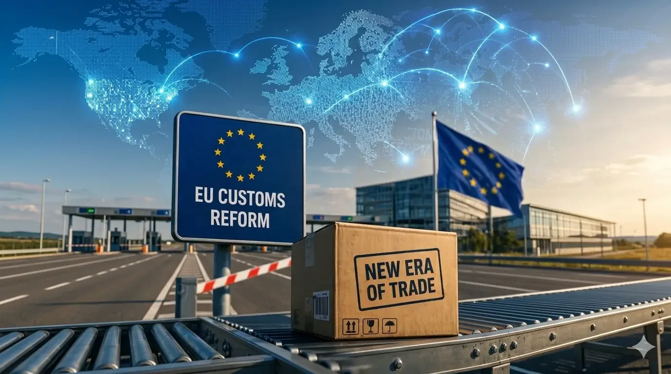 Policy brief on the end of the EU e-commerce customs loophole, showing how new duties, handling fees, and data-driven borders impact cross-border founders and digital businesses.