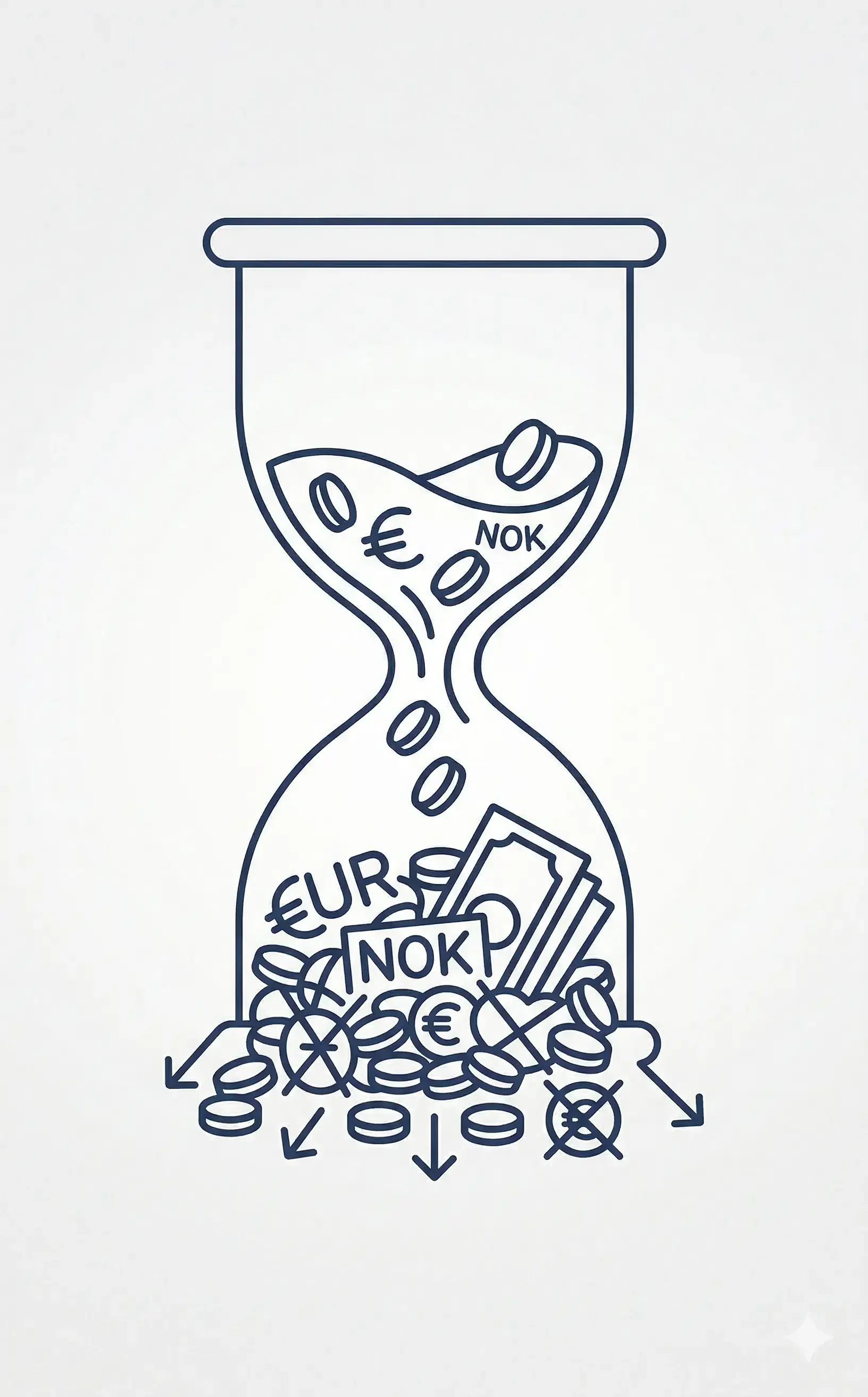 A minimalist line-art icon representing the hidden financial costs, legal fees, and lost time of relocating to a new country without a clear strategy.