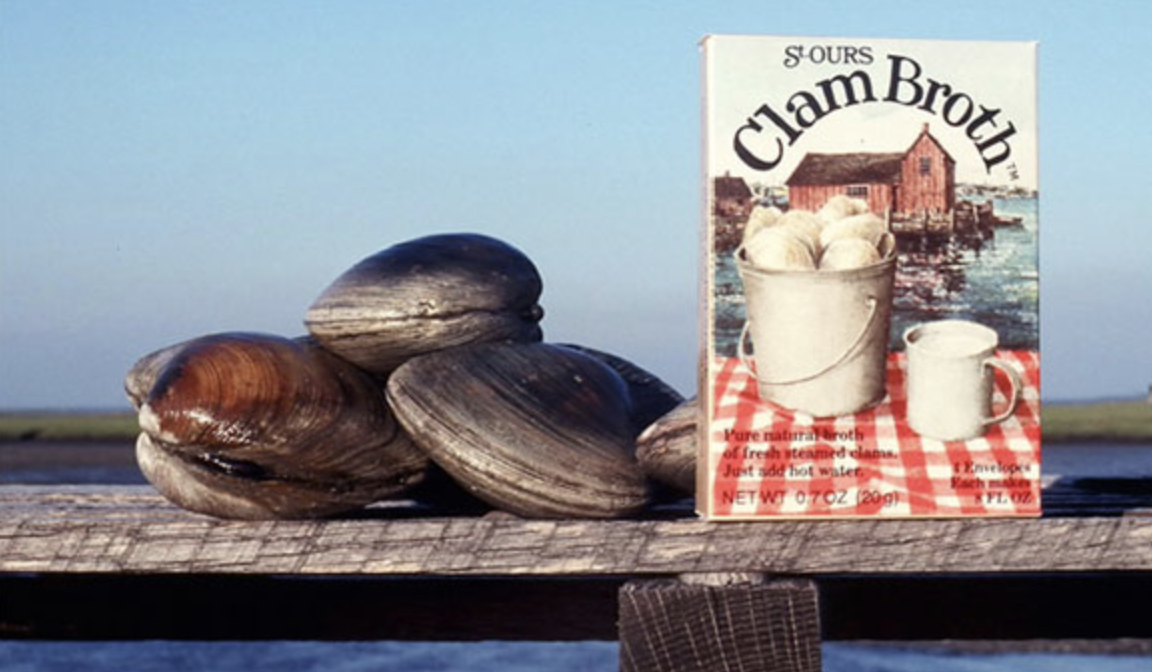 St. Ours Clam Broth made with Atlantic Surf Clams in Weymouth