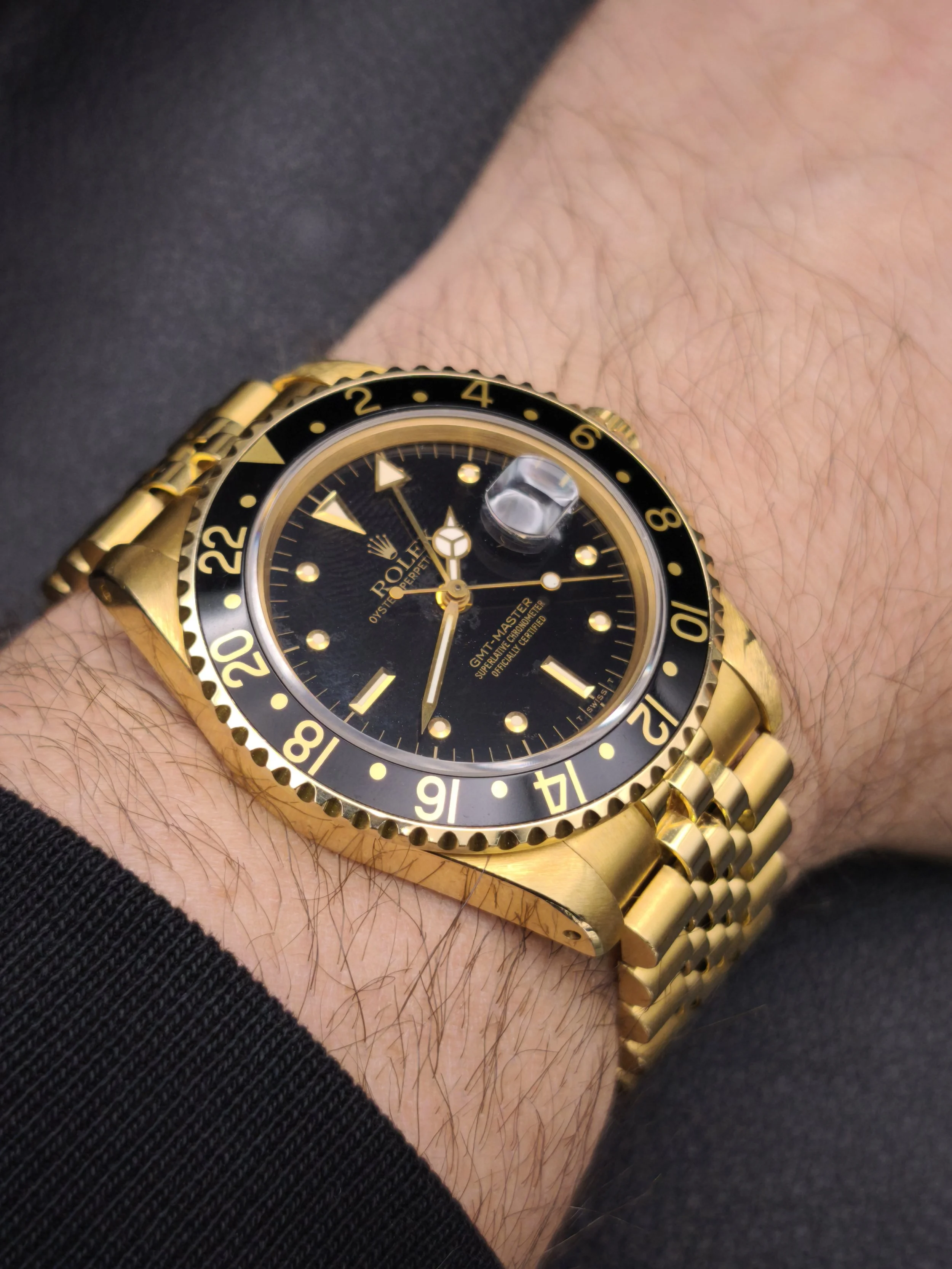 COMING SOON. Rolex GMT Master, ref: 16758. 18k Nipple Dial. Full Set