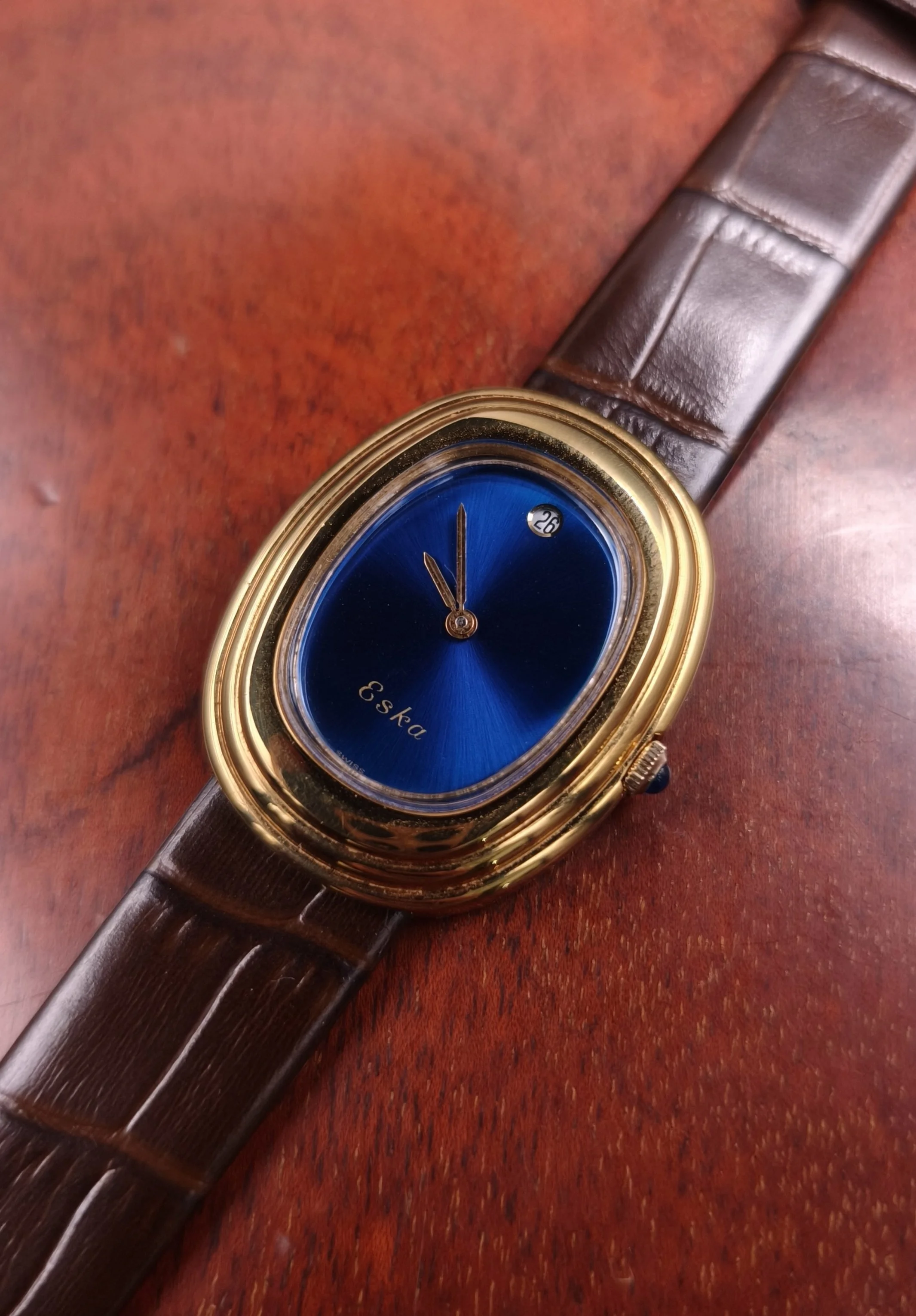 Eska. Blue Sunburst Dial. c.1970