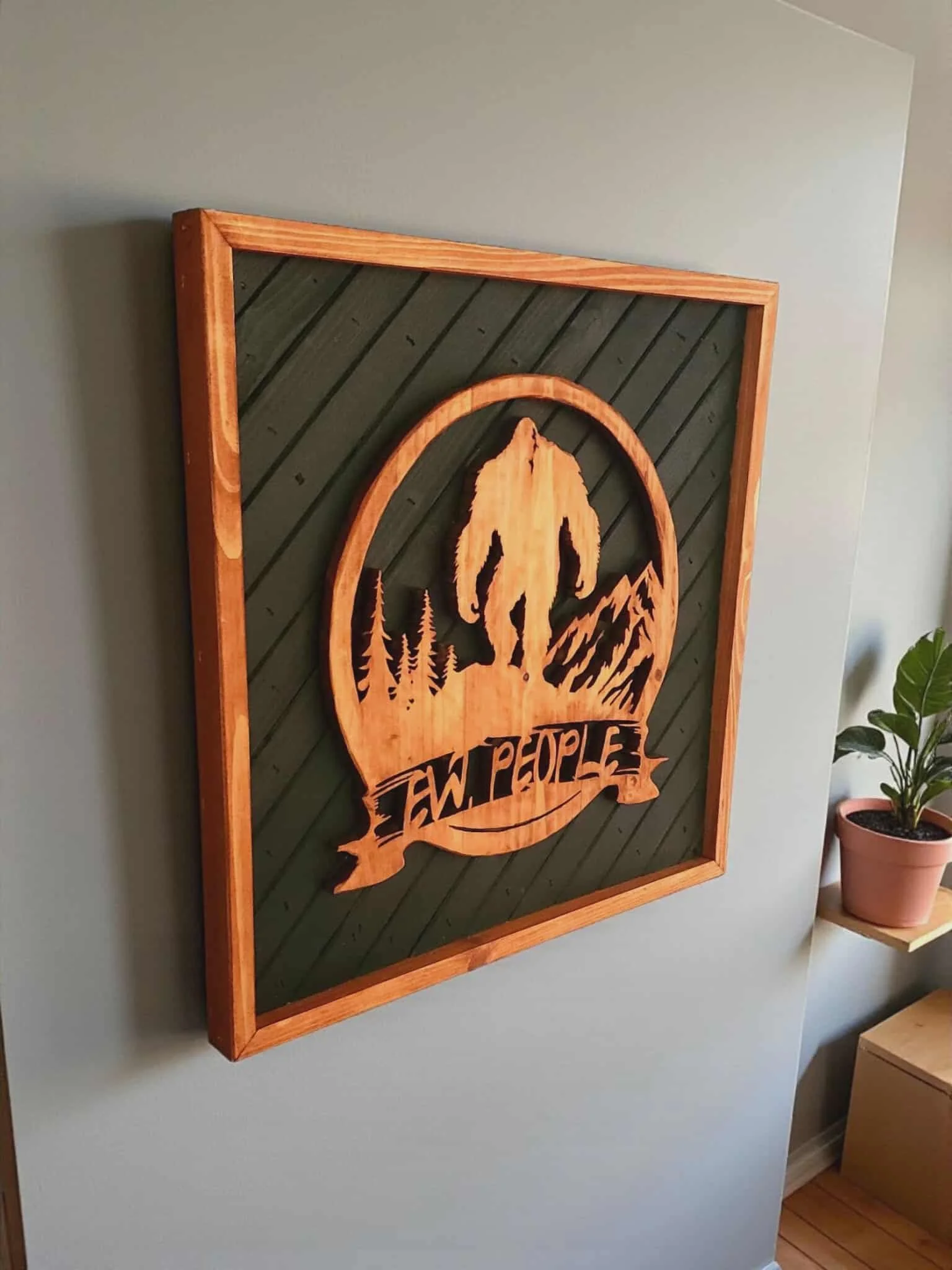 Bigfoot "Ew People" Rustic Welcome Sign