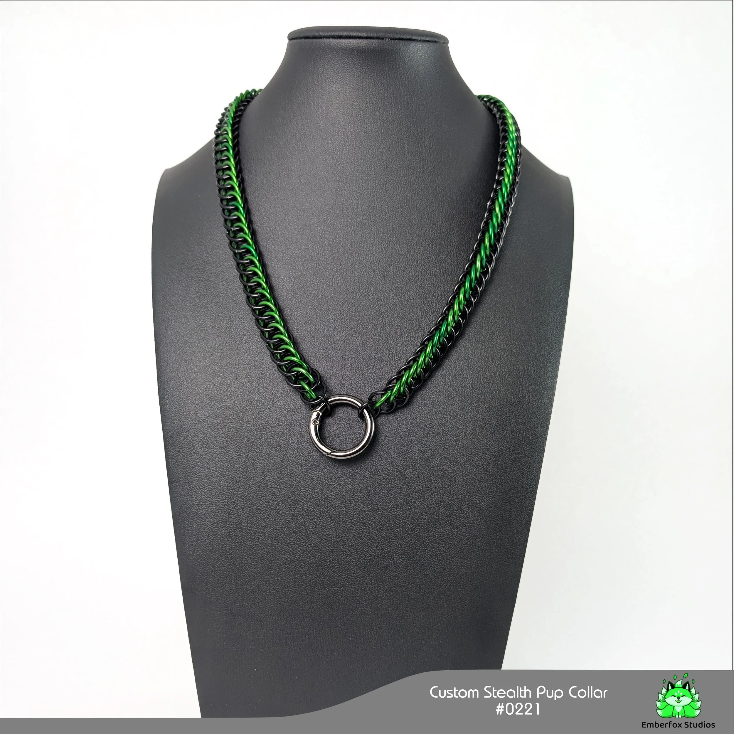#0221 -Half-Persian - Kelly Green, Gloss Black - 19"