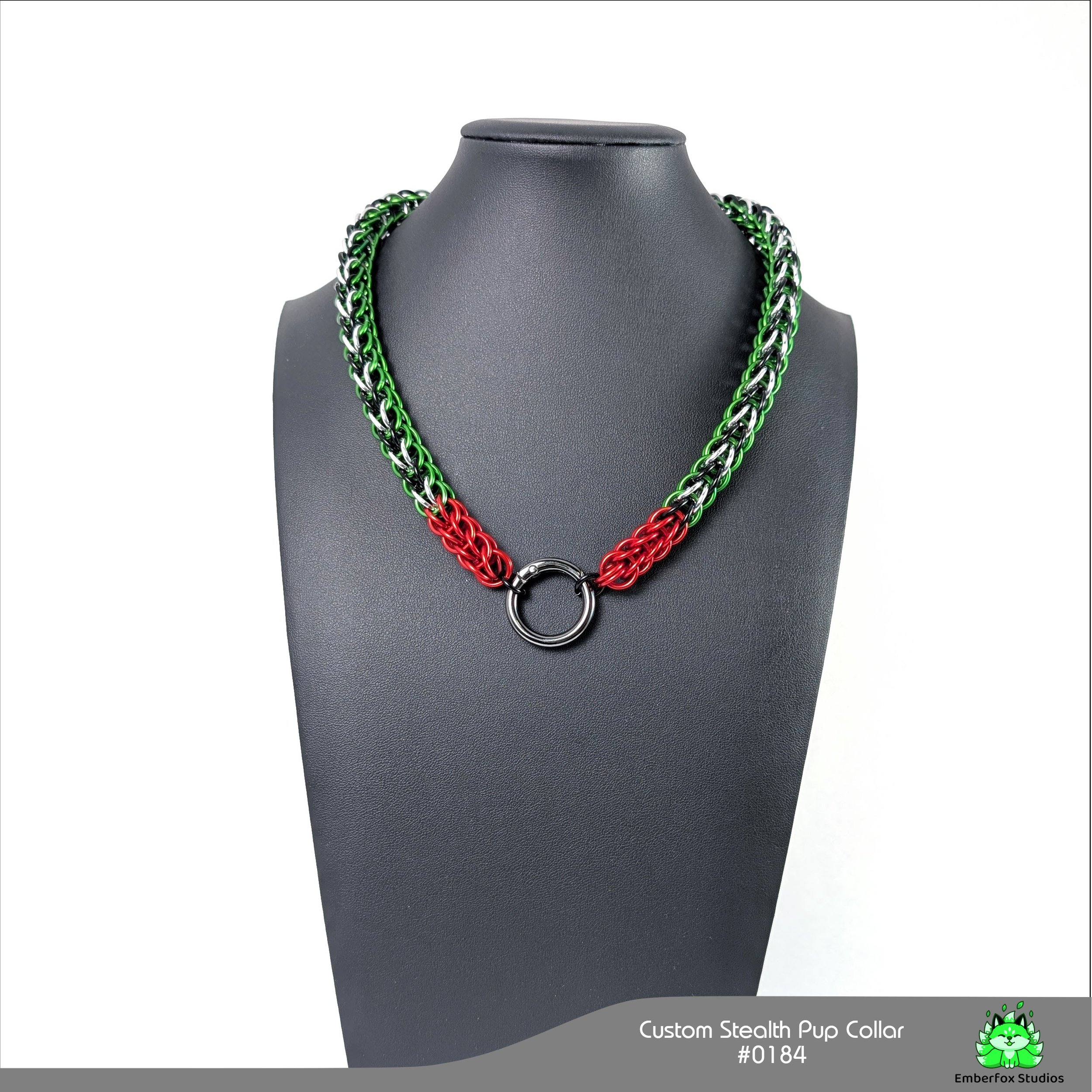 #0184 - Kelly Green, Gloss Black, Bright Aluminum, Red 