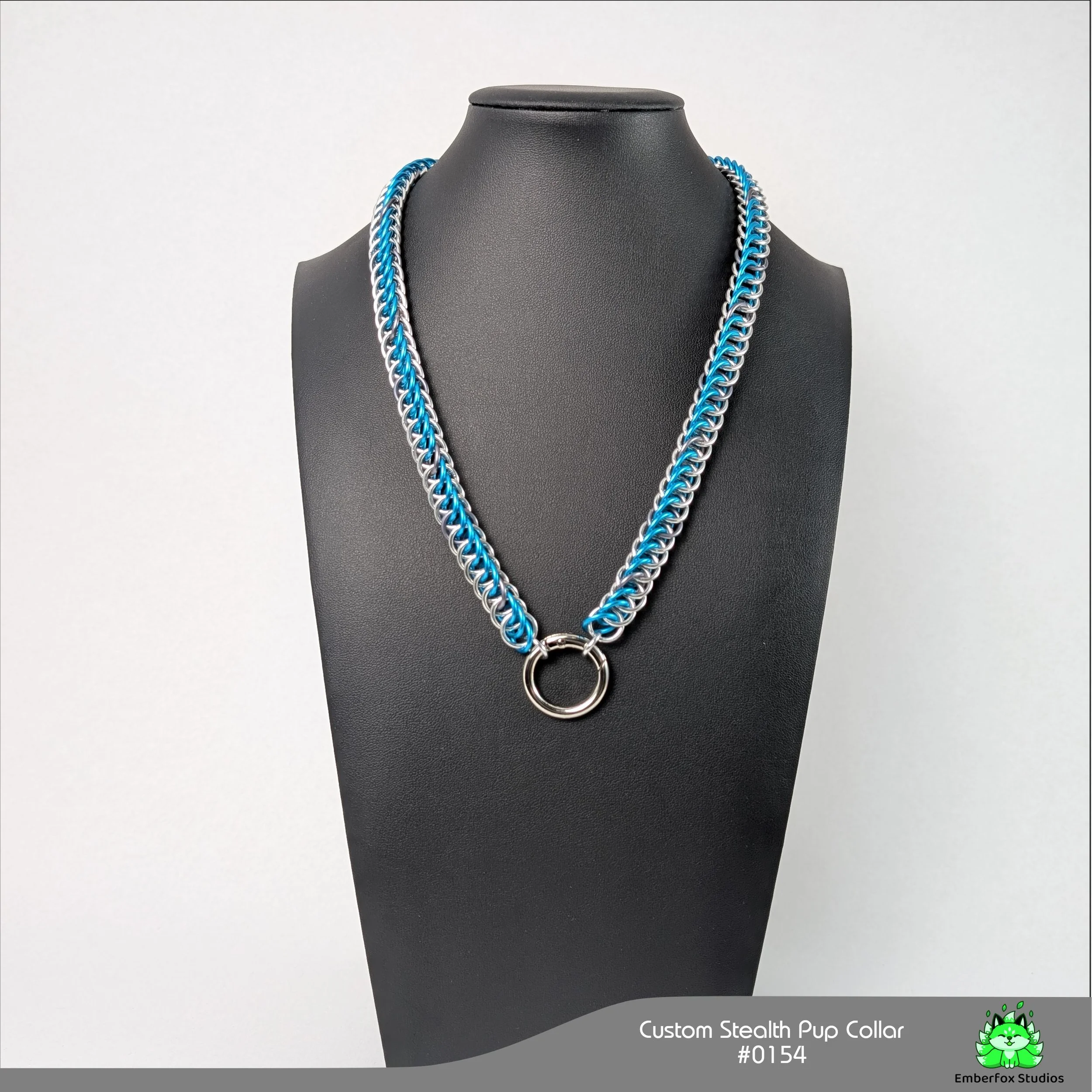 #0154 - Half-Persian - Turquoise, Bright Aluminum, Stormy Gray - 20"