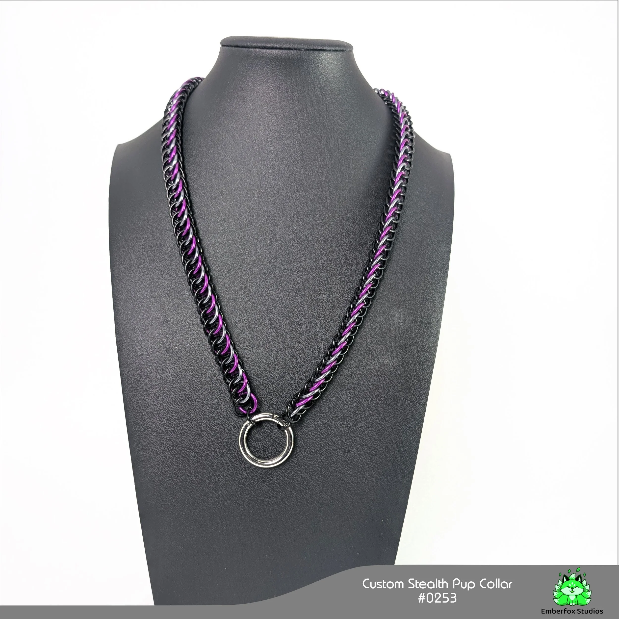 #0253 - Gloss Black, Stormy Gray, Purple - Half Persian - 21"