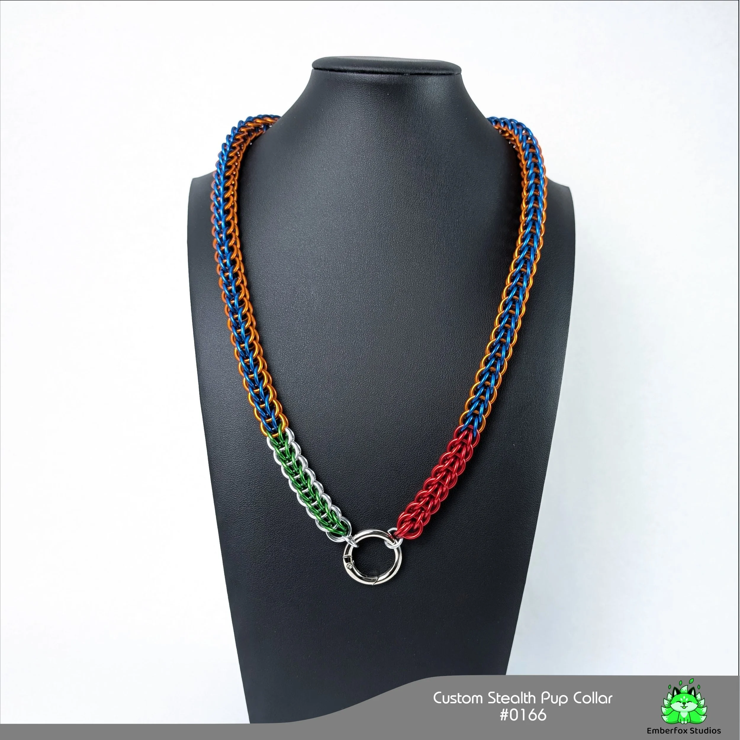 #0166 - Orange, Blue, Red, Green, Bright Aluminum - 22"