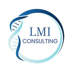 Logo for LMI Consulting featuring a stylized DNA double helix and the company name.