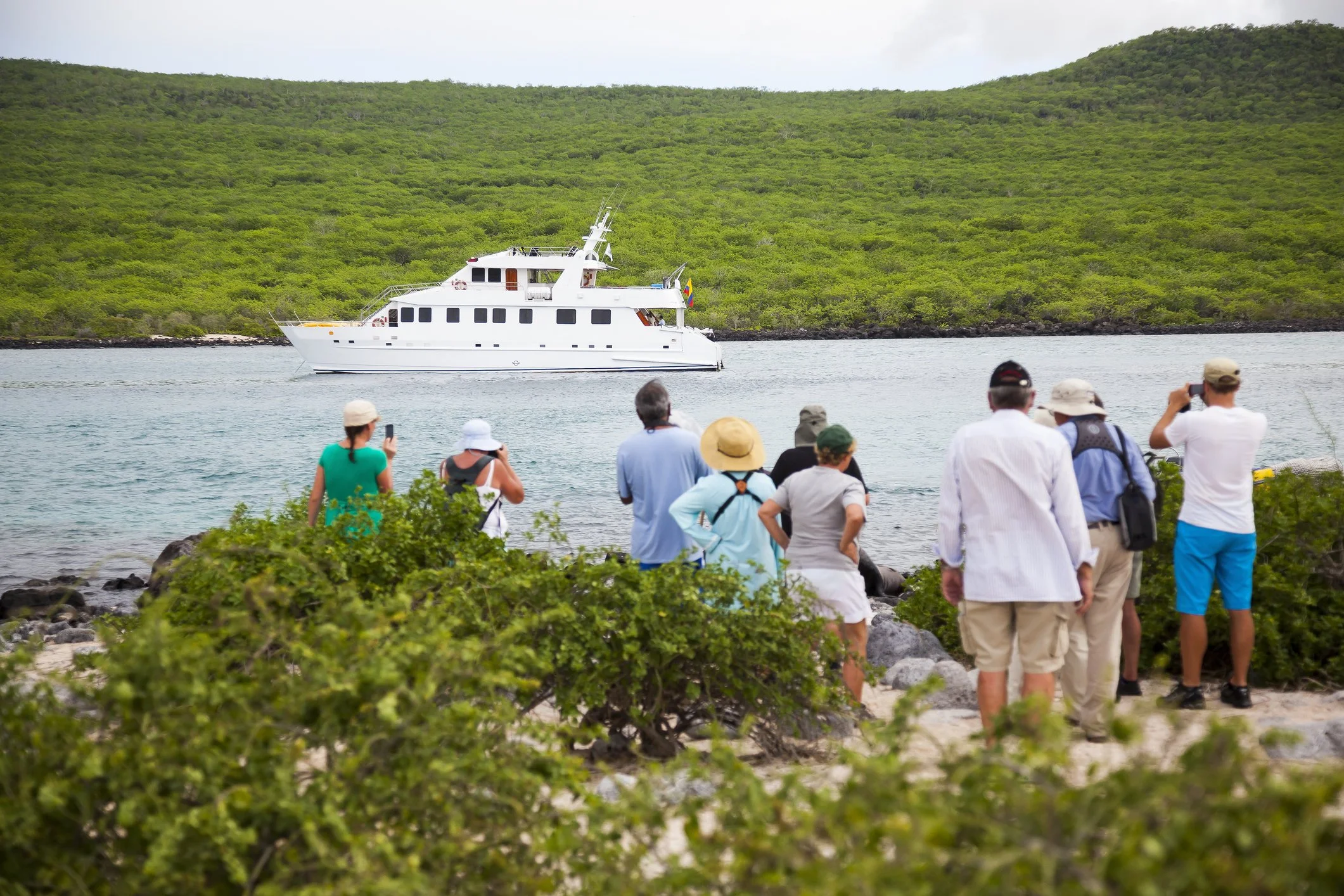 Galapagos tourists on cruise