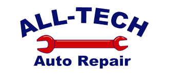 Logo for All-Tech Auto Repair featuring a red wrench and blue text