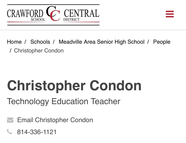 Evidence 1 for Christopher Condon