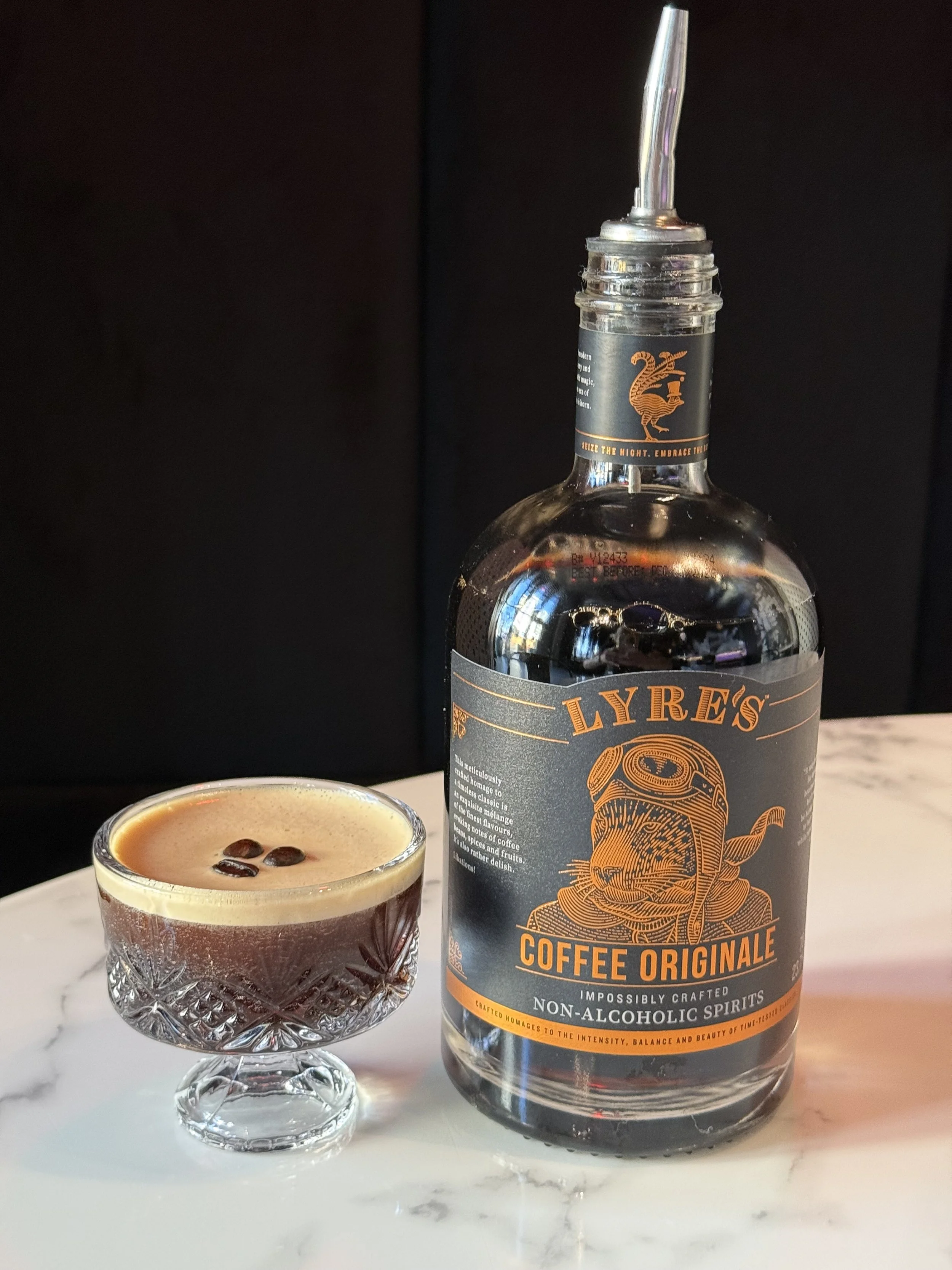 NA espresso martini with Lyre's coffee liqueur