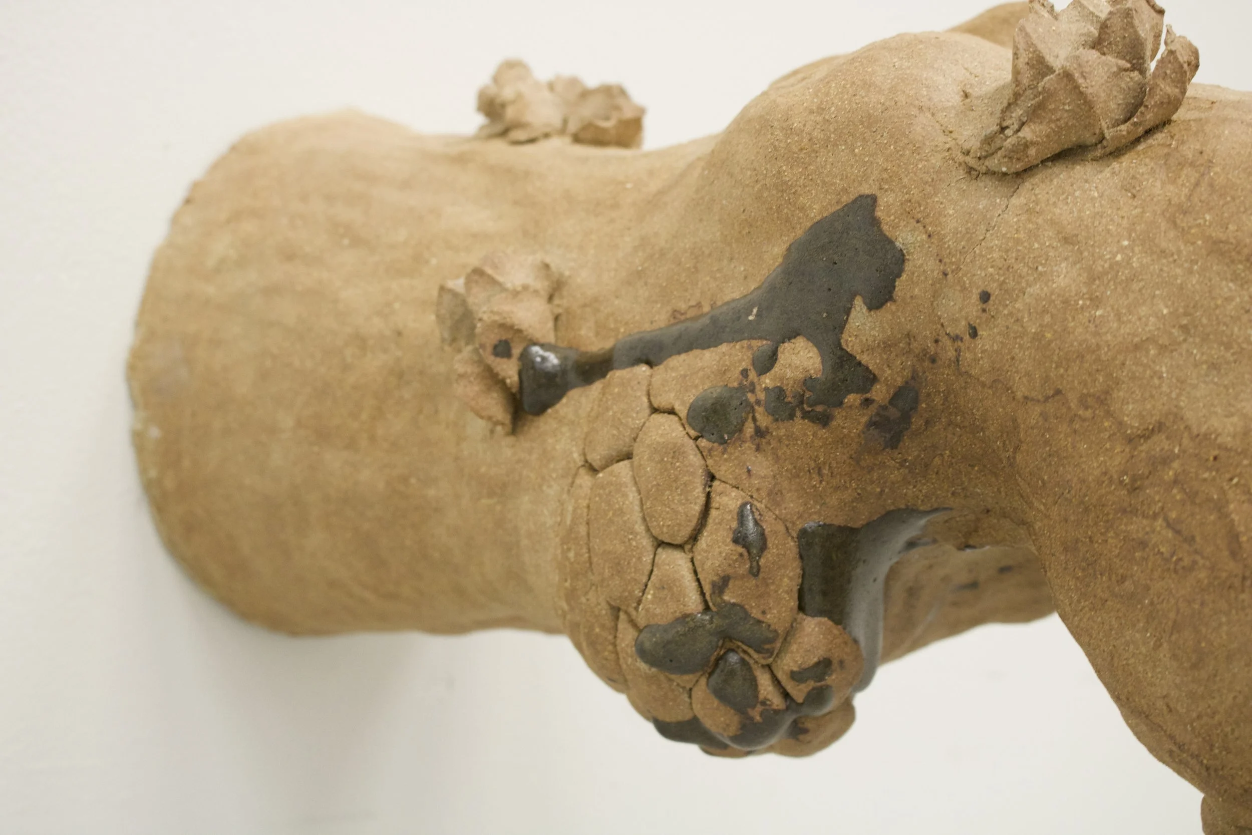 Reaching Out
(2025)
- Stoneware, glazed with found Chicago clay - 
50” x 13” x 19” 