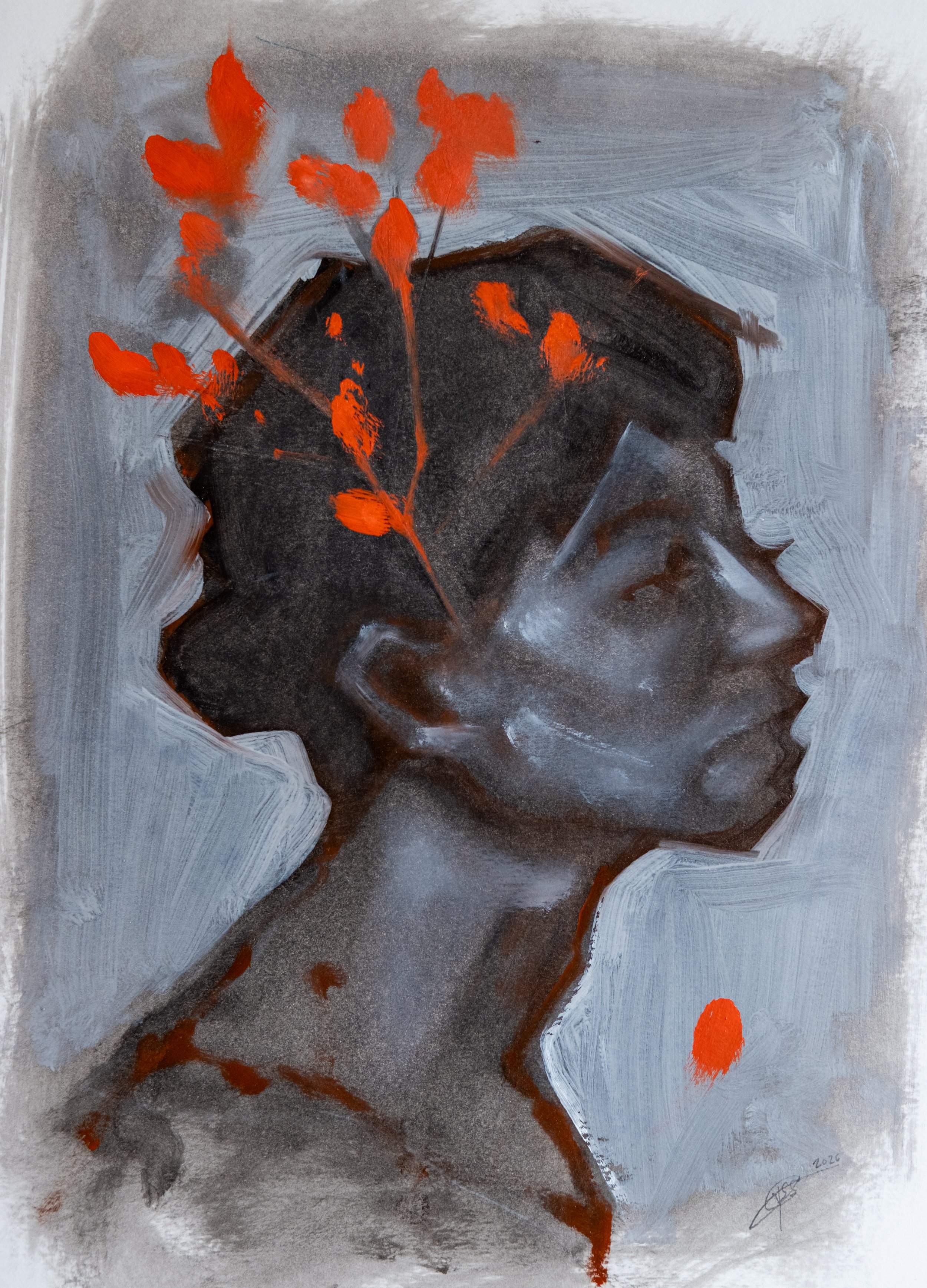 Orange mind // untitled annihilation, 2026,
Oil on paper